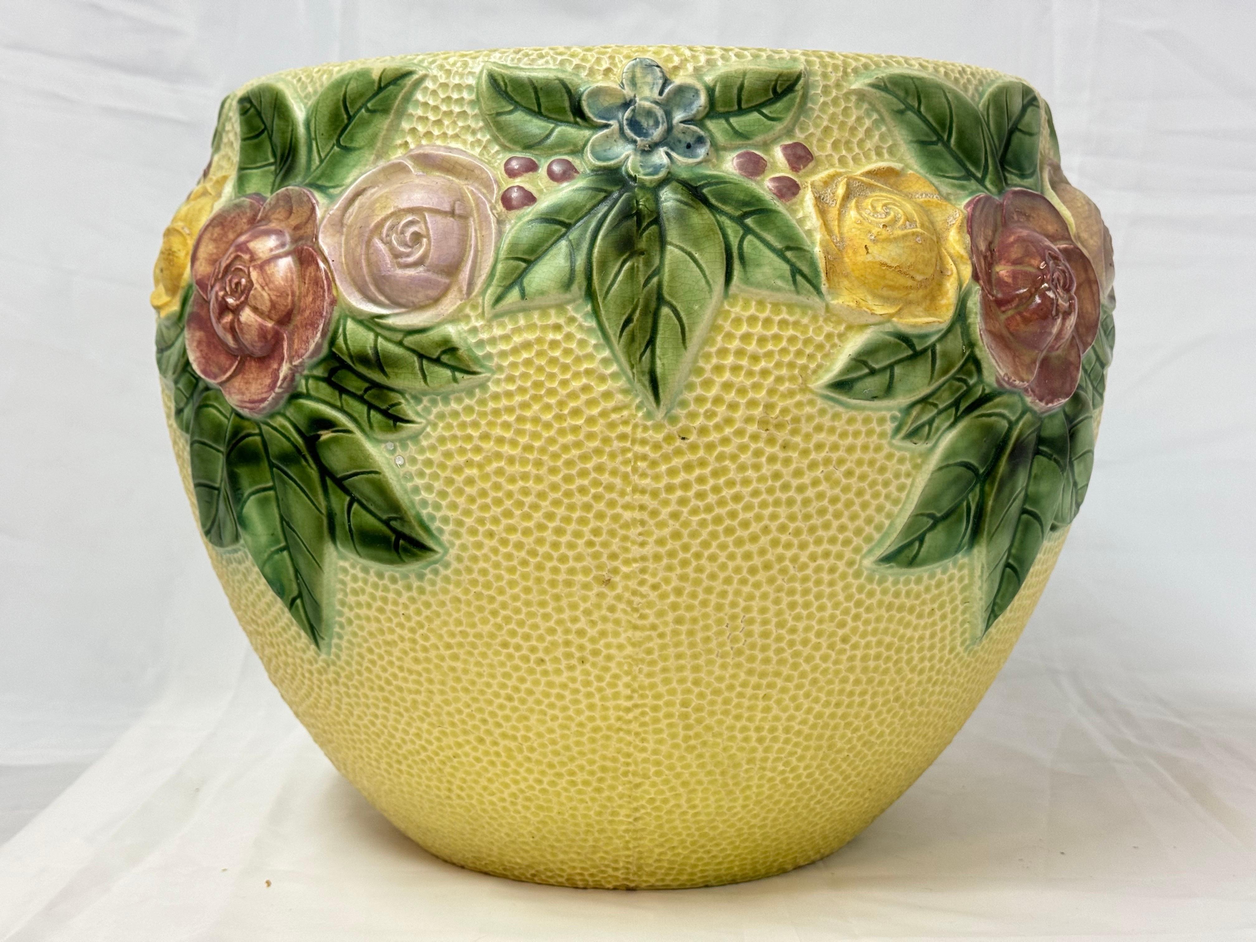 Large Roseville Rozane Floral Ceramic Jardiniere For Sale 1