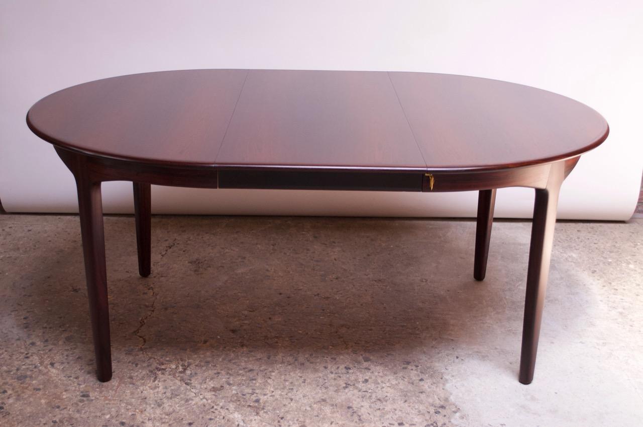 Large Rosewood and Brass Extension Dining Table by Henning Kjærnulf for Sorø 4