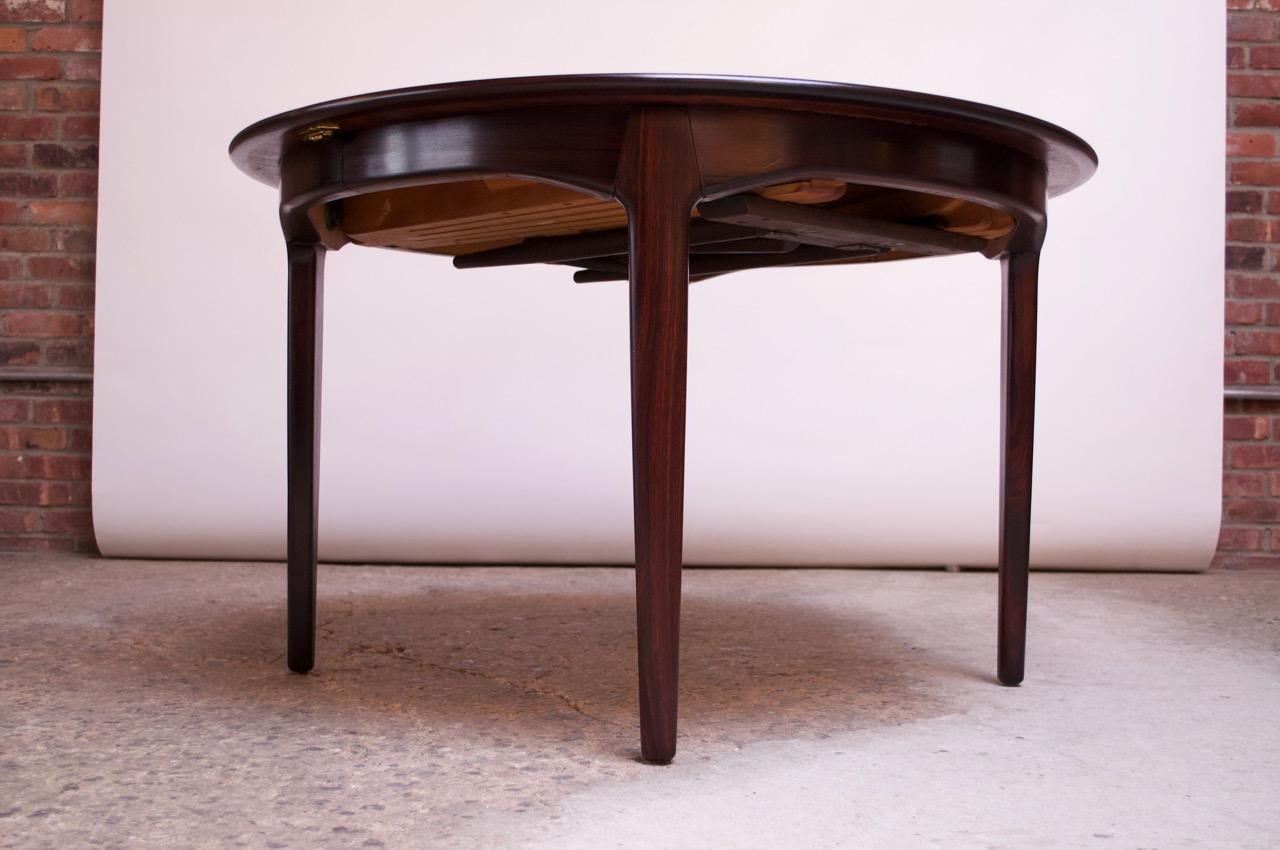 Large Rosewood and Brass Extension Dining Table by Henning Kjærnulf for Sorø 5