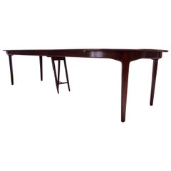 Large Rosewood and Brass Extension Dining Table by Henning Kjærnulf for Sorø