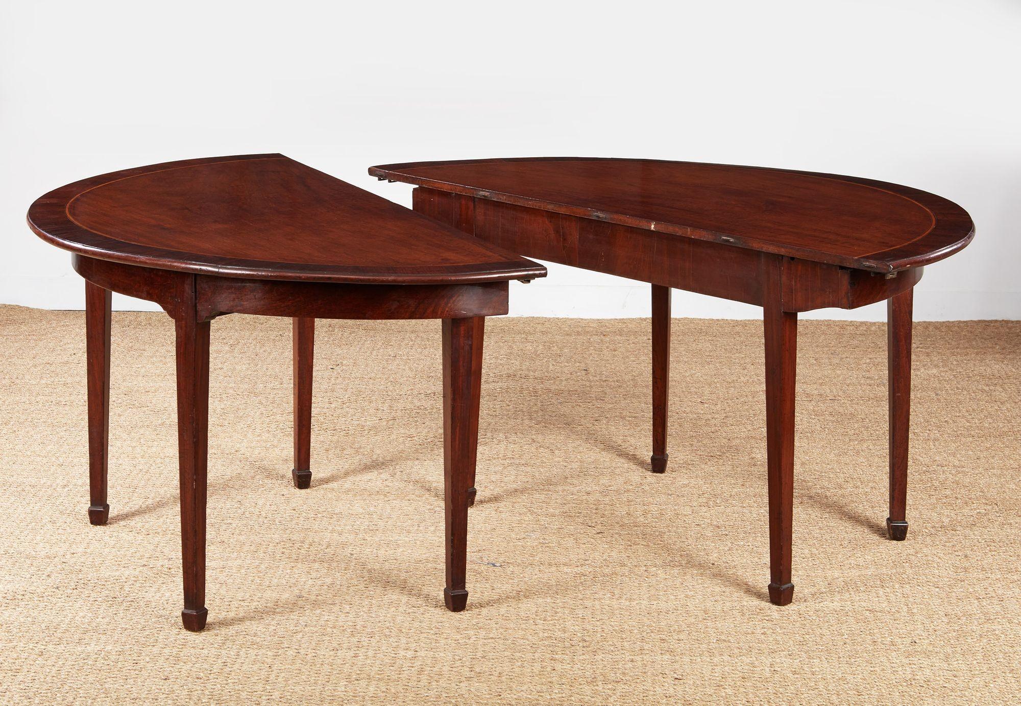 Georgian Large Rosewood Banded Mahogany Dining Table For Sale