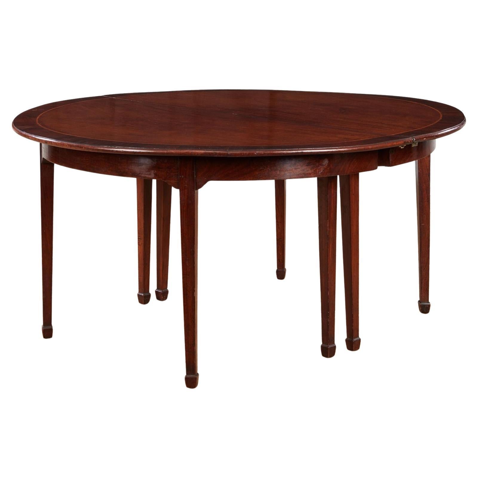 Large Rosewood Banded Mahogany Dining Table For Sale