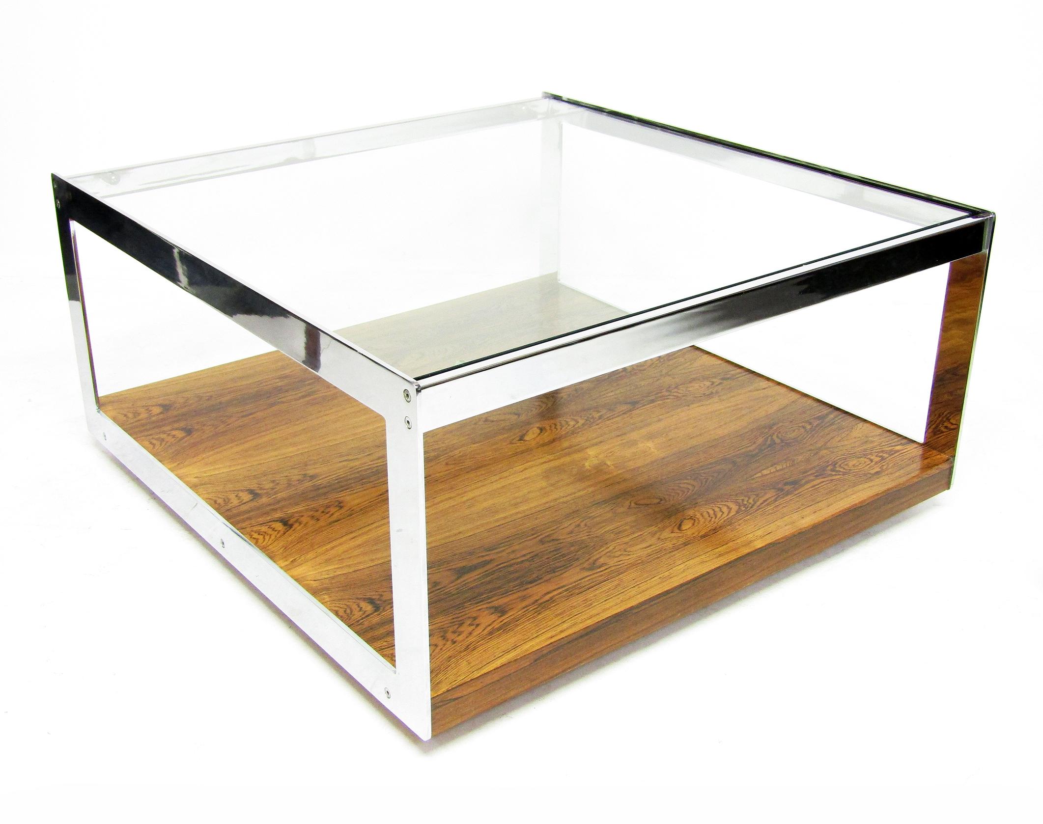 British Large Rosewood & Chrome Coffee Table by Richard Young for Merrow Associates