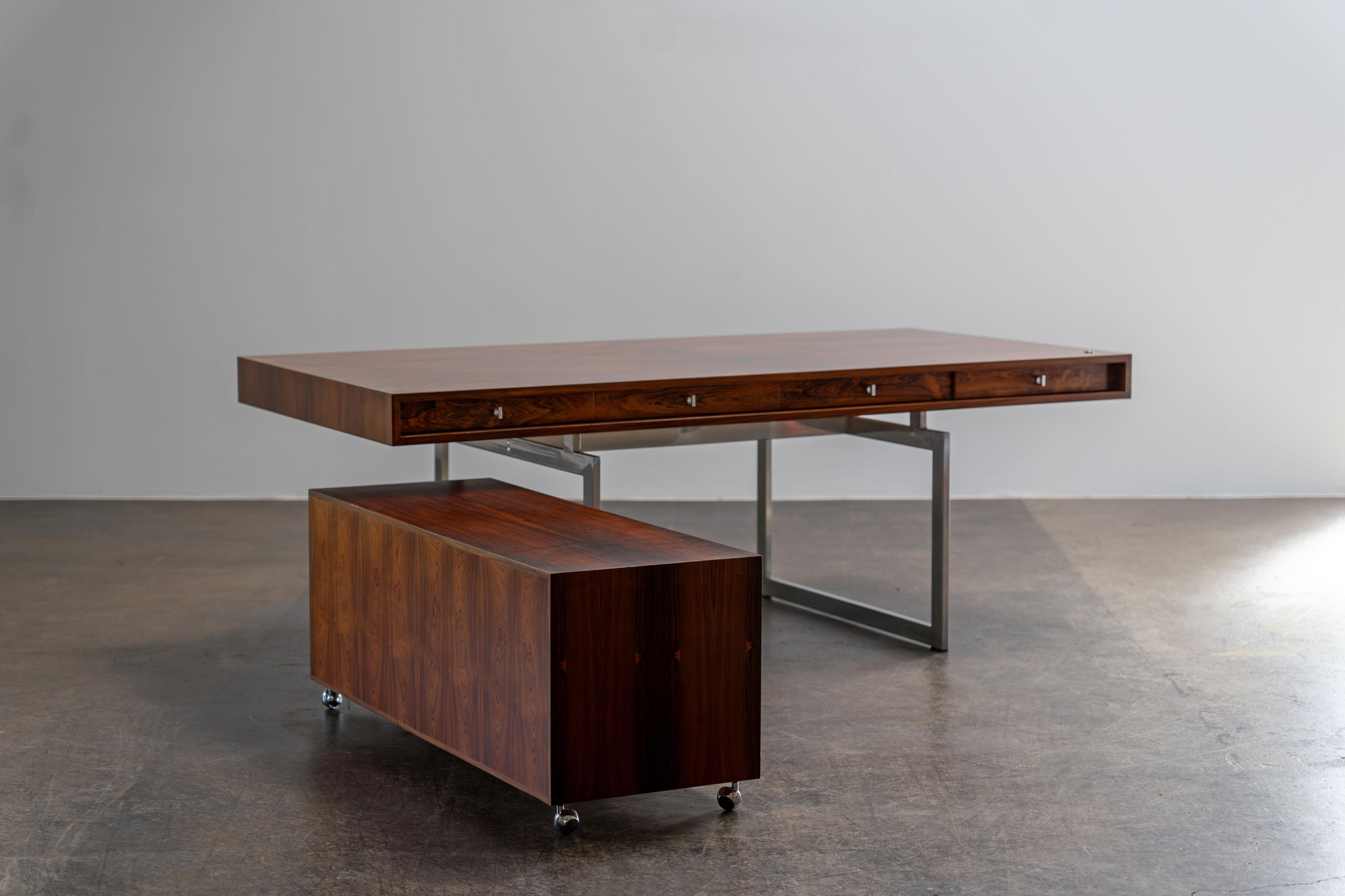 Großer Palisanderschreibtisch und -anrichte von Bodil Kjaer für E. Pedersen & Søn, 1959 im Angebot 2