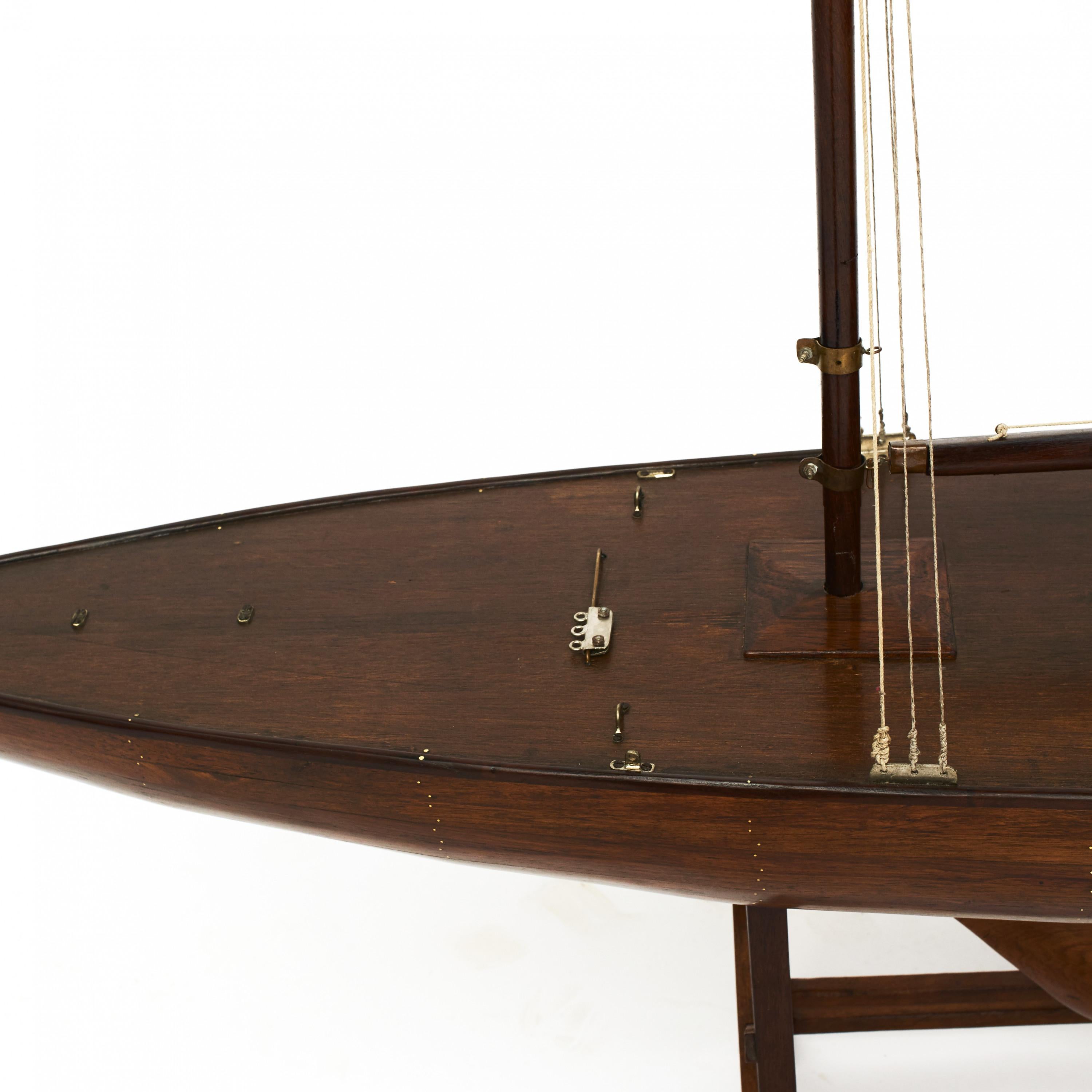 19th Century Large Vintage Santos Mahogany Pond Yacht Ship Model For Sale