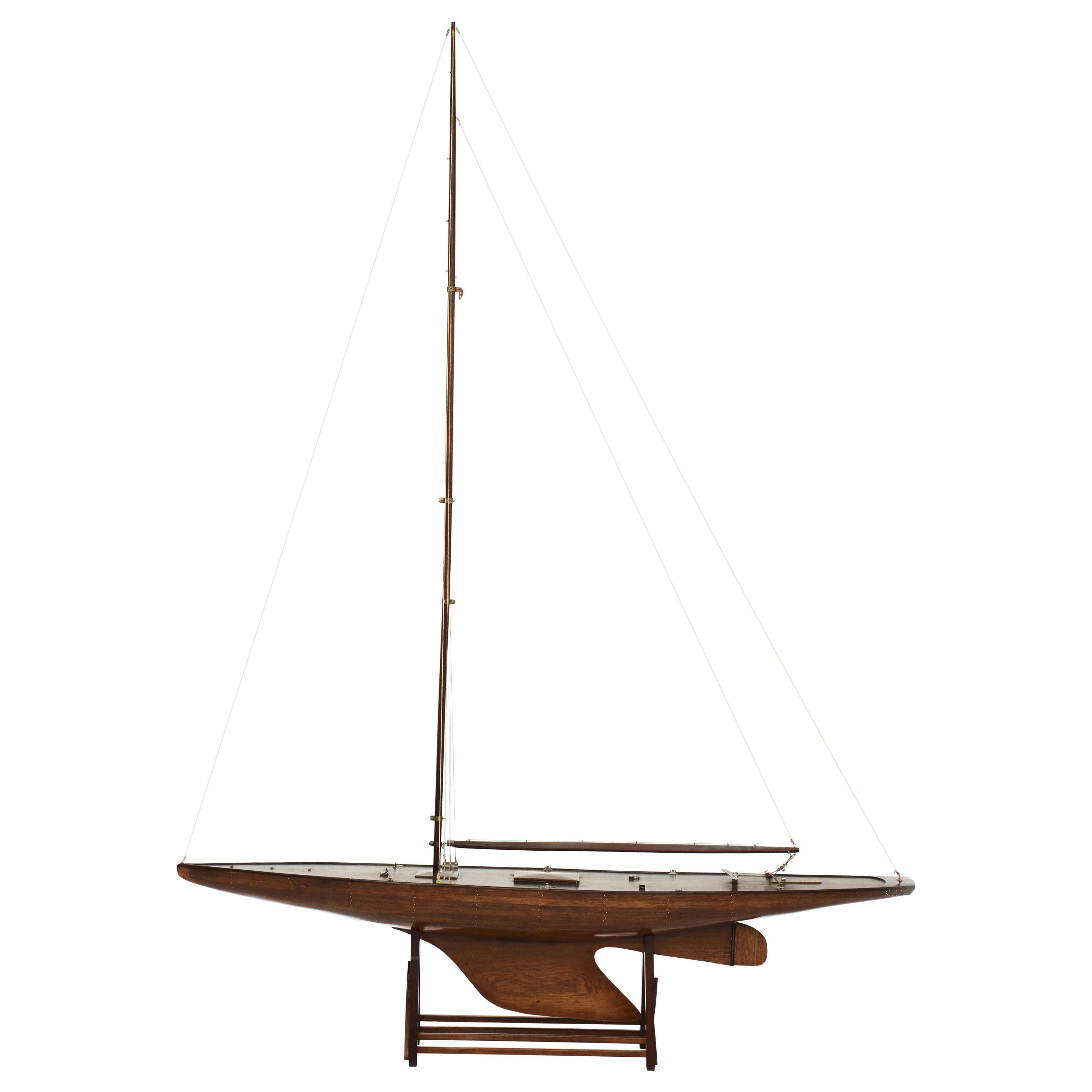 Large Vintage Rosewood Pond Yacht Ship Model For Sale