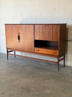 Large Rosewood Sideboard with Drop-Down Bar and Shelves Danish Vintage 1960s