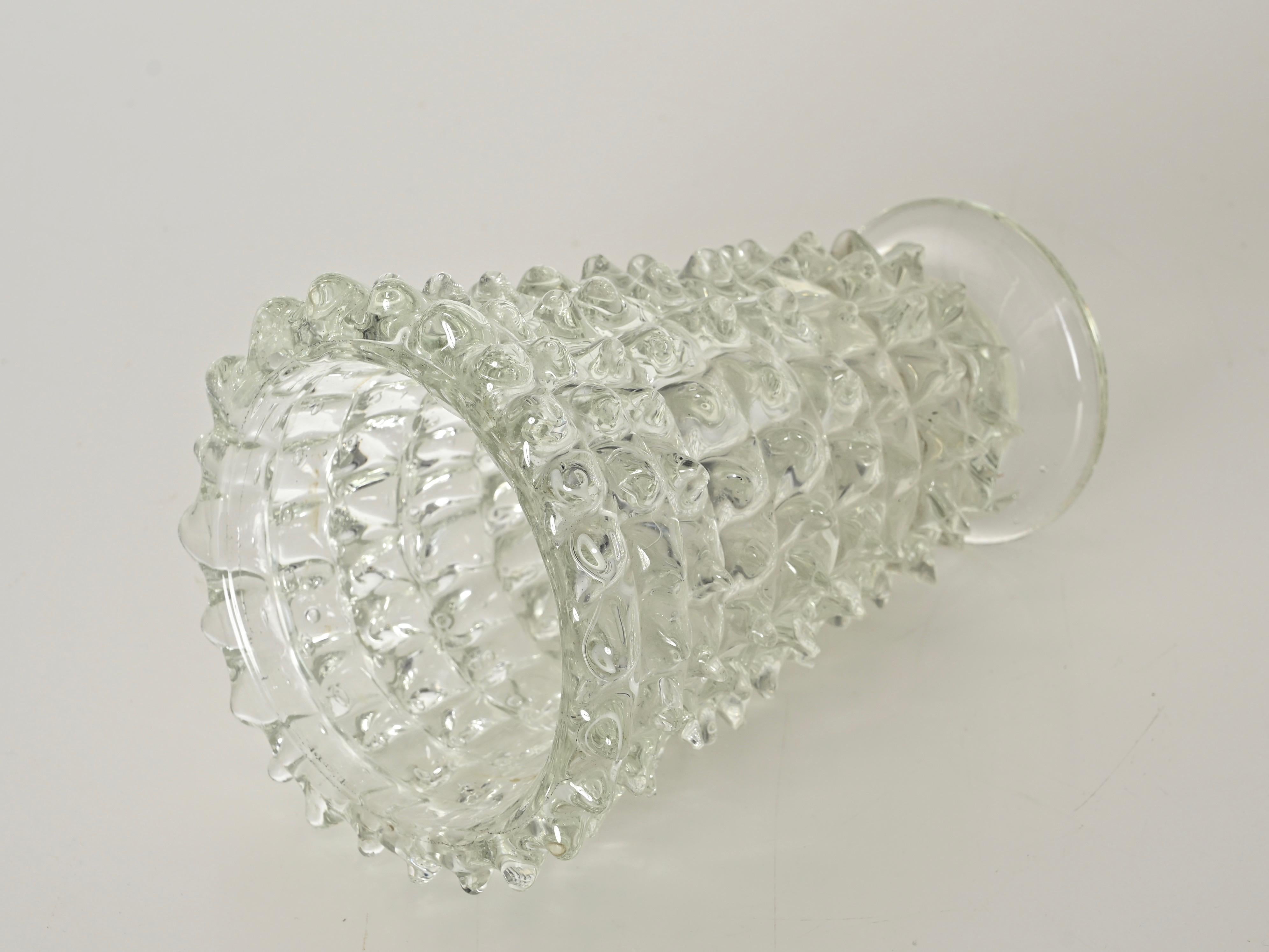 Large Rostrato Murano Blown Glass Vase by Ercole Barovier, Italy 1940s 5