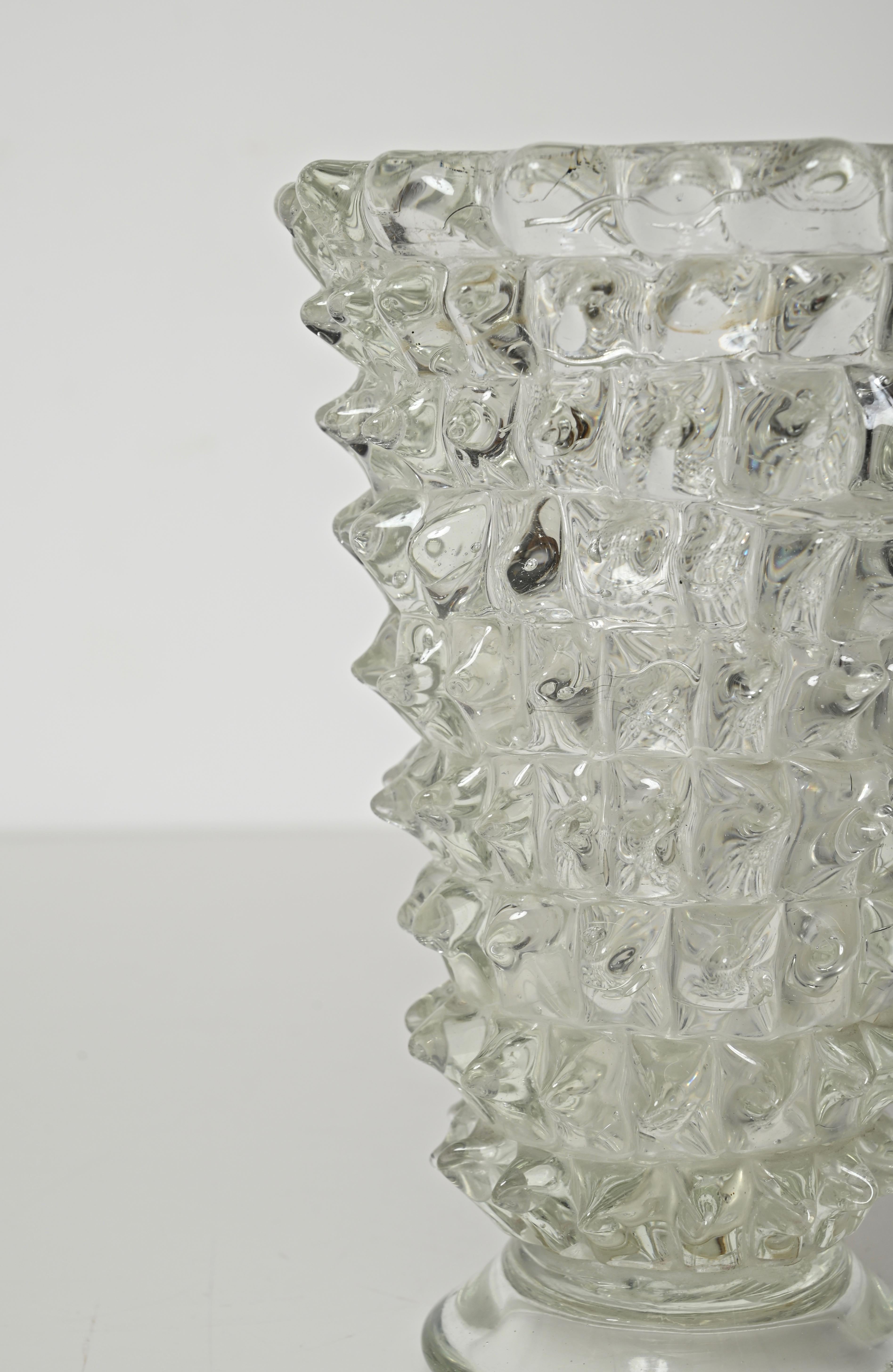 Italian Large Rostrato Murano Blown Glass Vase by Ercole Barovier, Italy 1940s