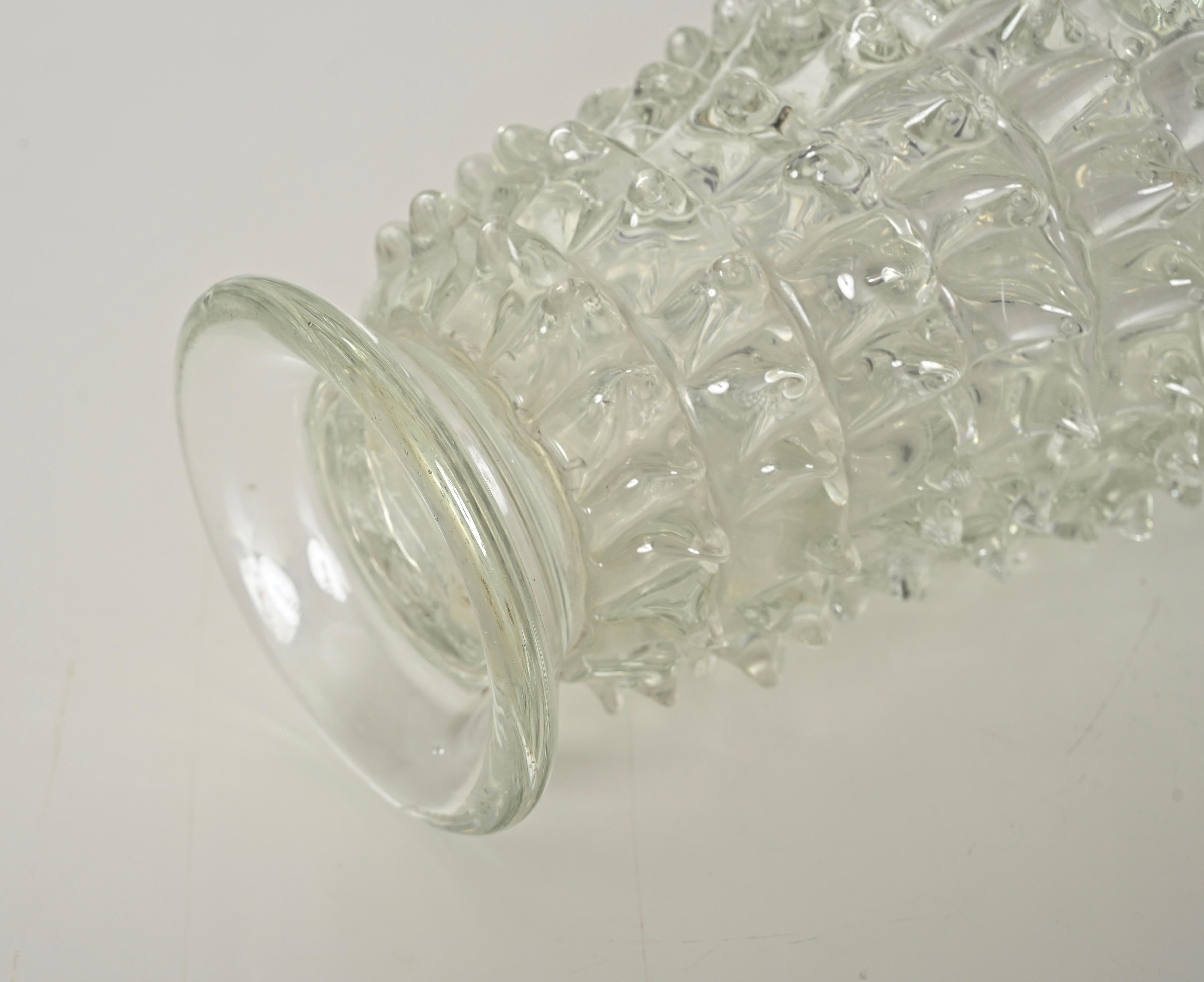 Large Rostrato Murano Blown Glass Vase by Ercole Barovier, Italy 1940s 2