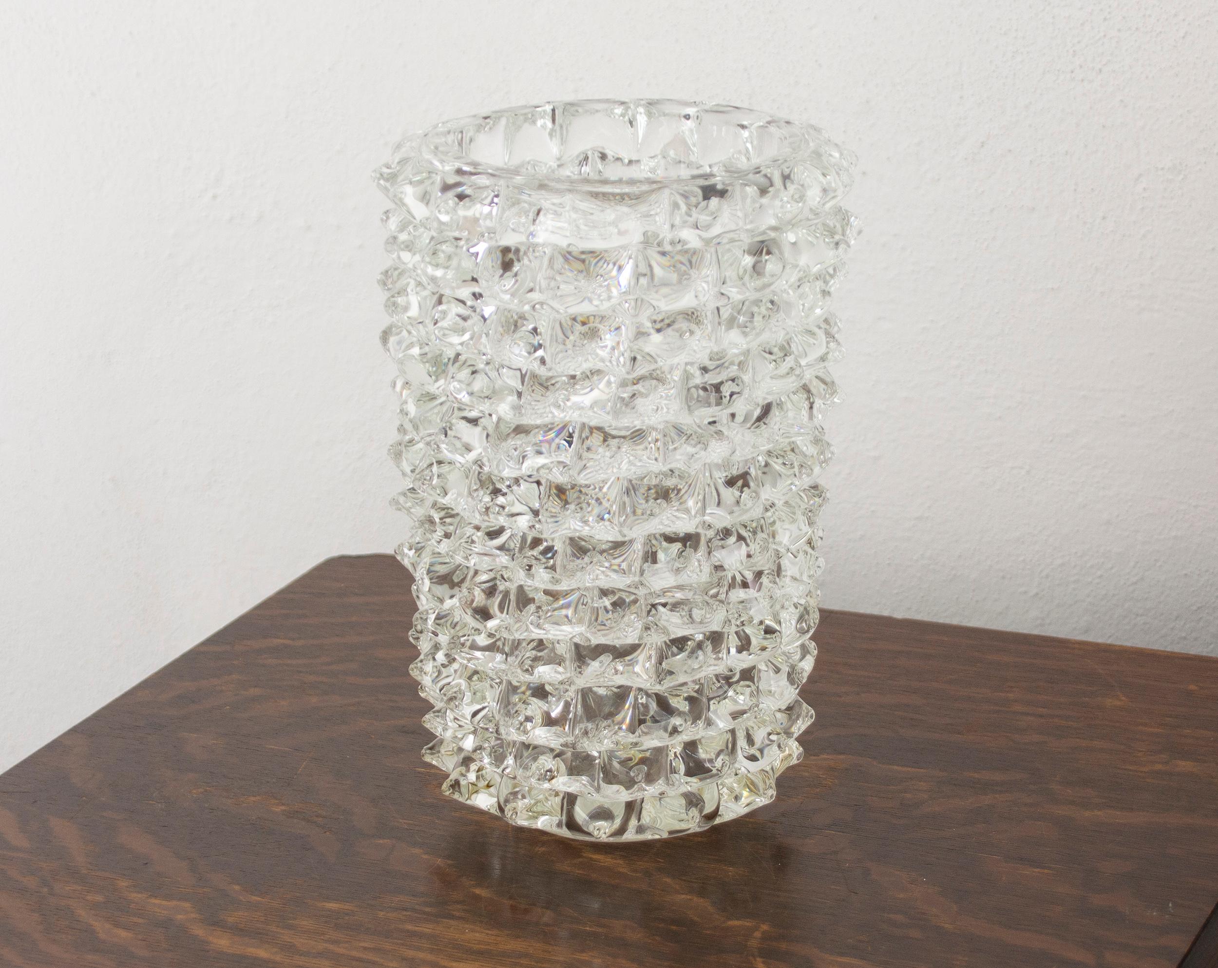 Große Rostrato-Vase aus klarem Murano-Glas, Italien im Angebot 1