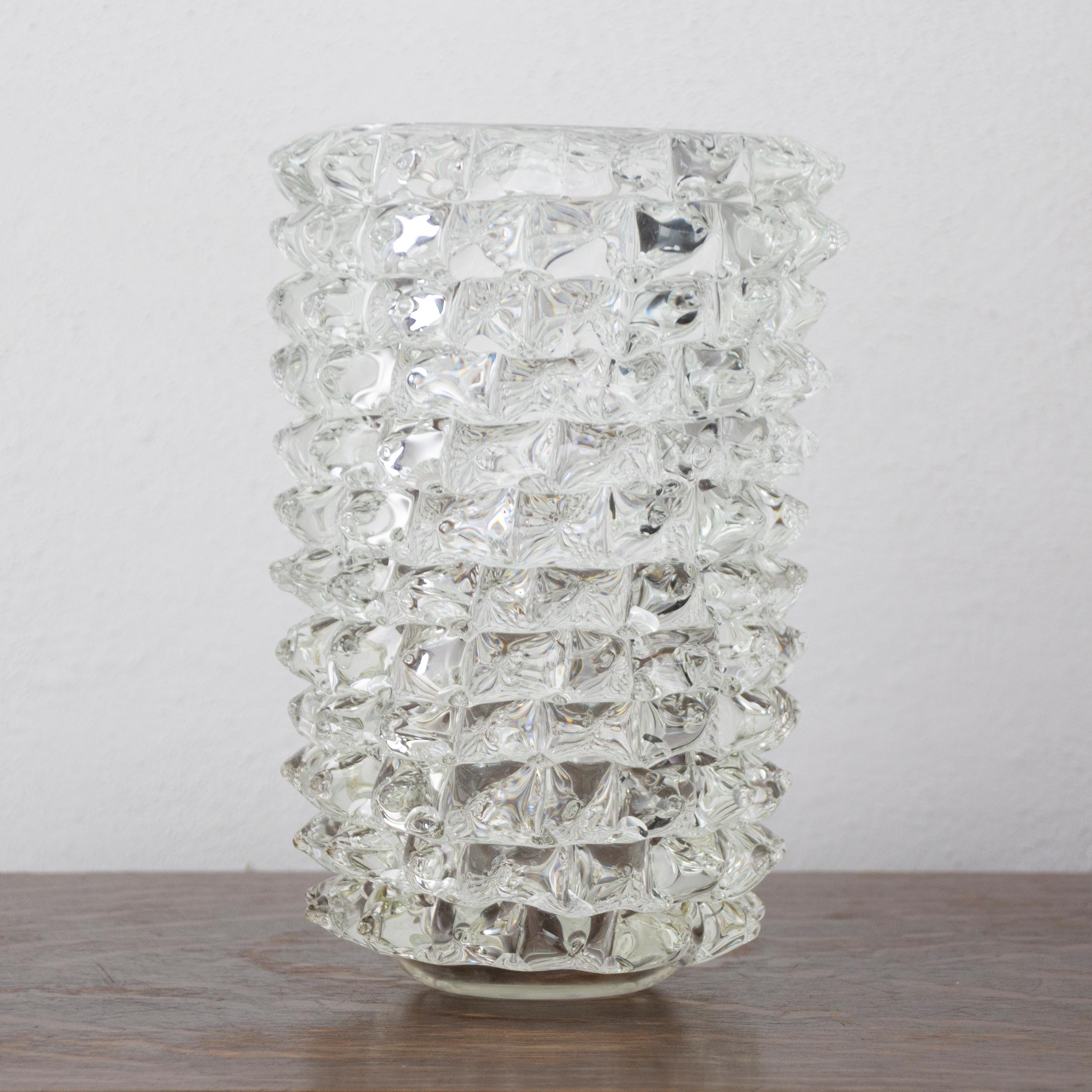 Große Rostrato-Vase aus klarem Murano-Glas, Italien im Angebot 2