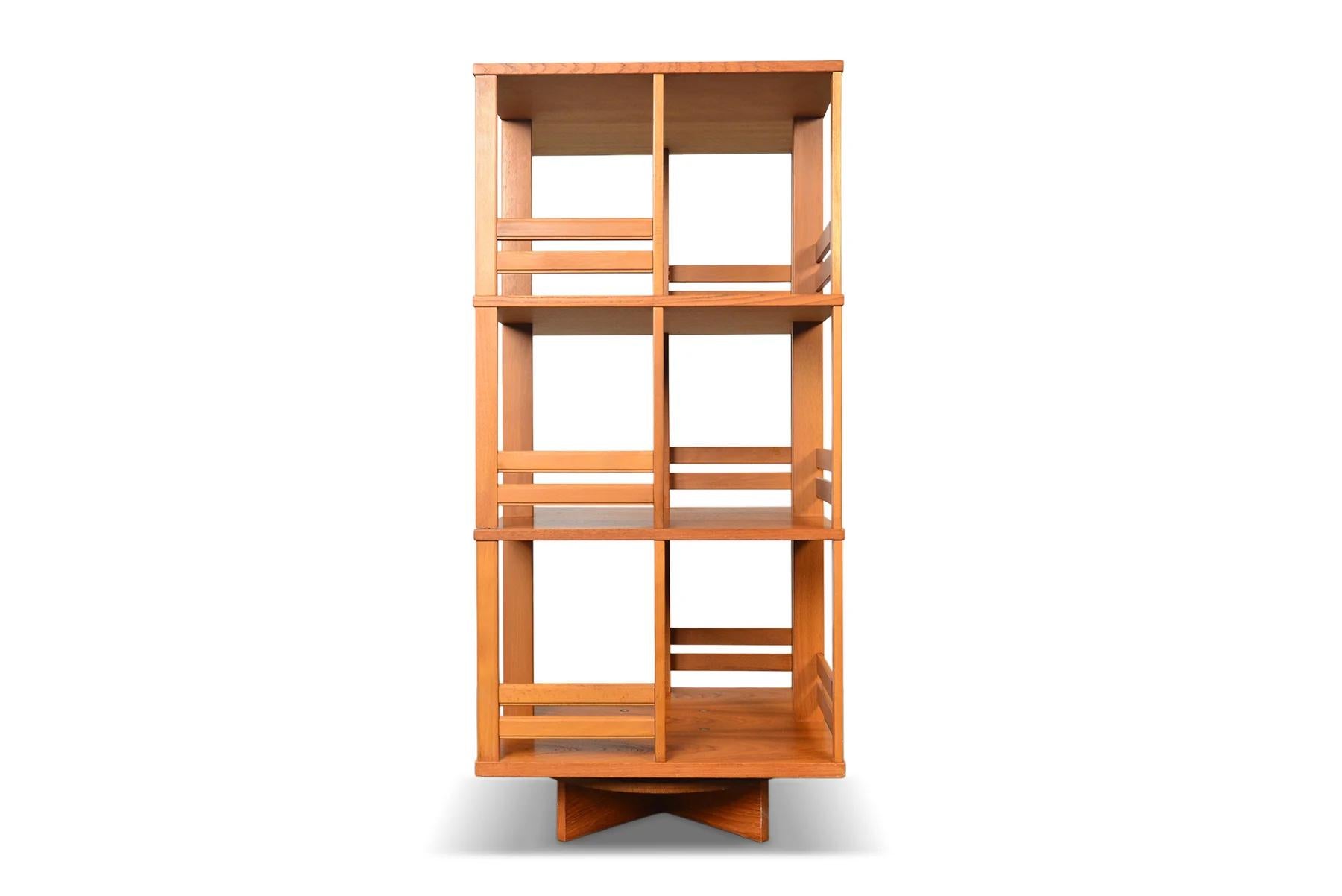 Large Rotating Bookcase / Record Storage in Teak In Good Condition In Berkeley, CA