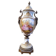 Large Rotating Porcelain And Bronze Vase, Sèvres, 19th Century
