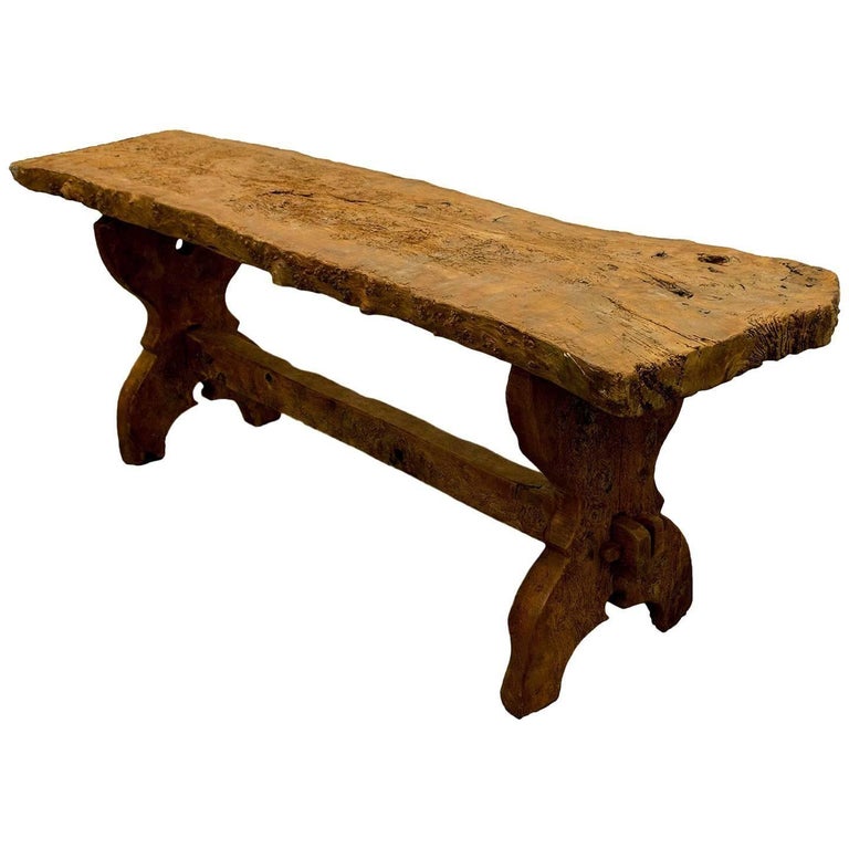 Large Rough Finish Console Table in Ash Wood at 1stDibs