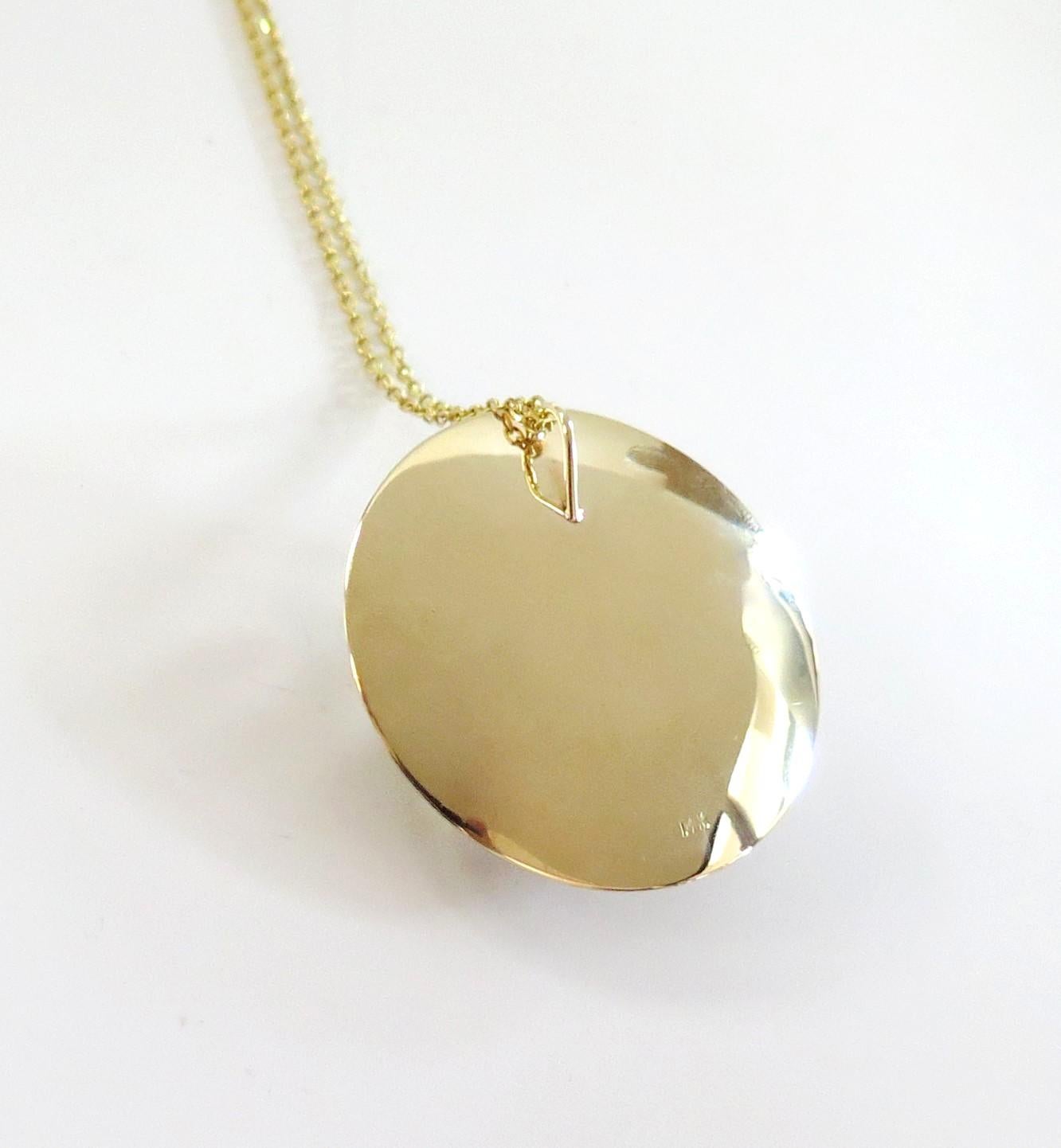 Retro Large Round 14 Karat Gold Pendant with Cultured Pearls and Diamonds