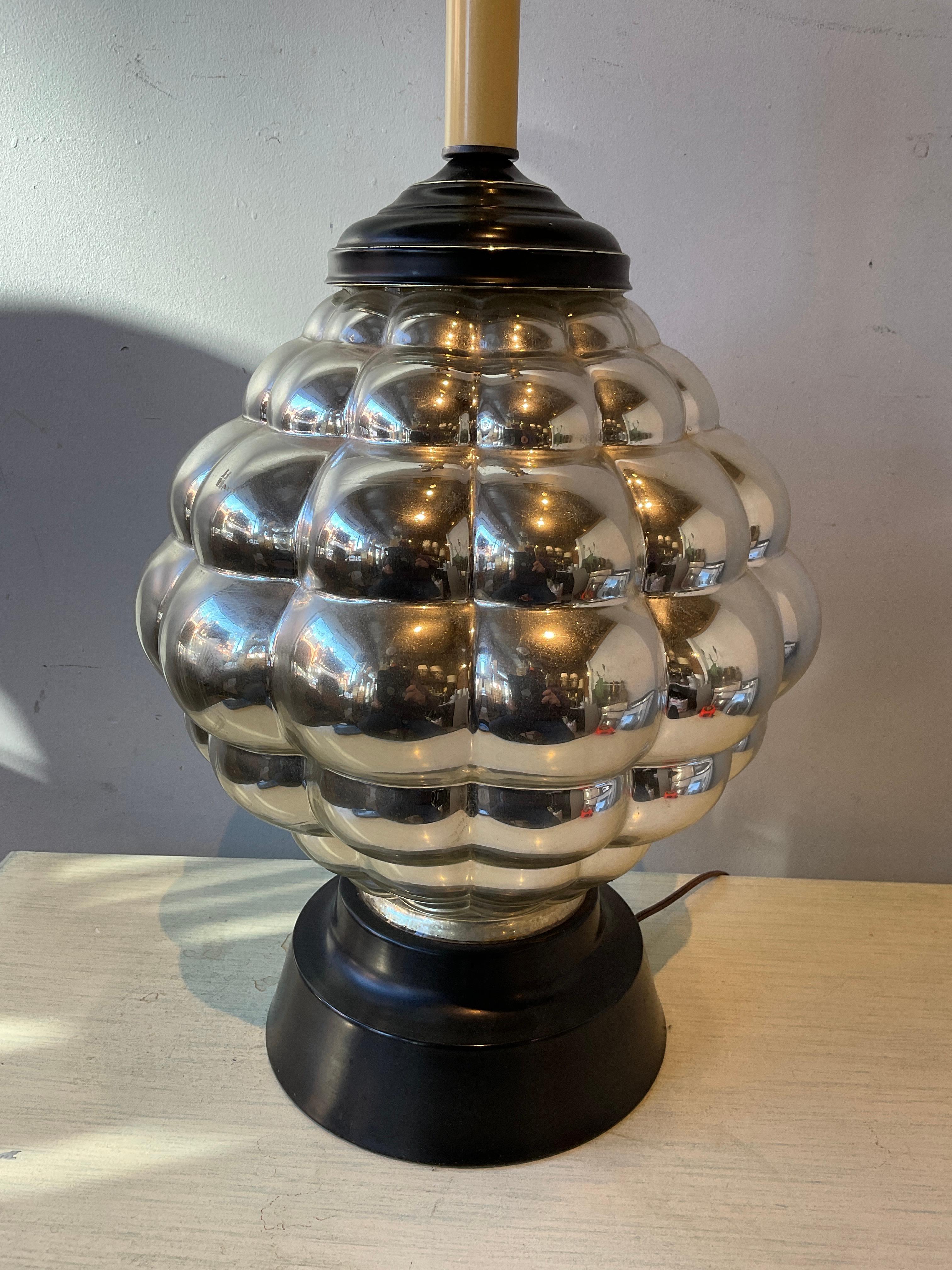 Mid-20th Century Large Round 1950s Mercury Glass Lamp For Sale