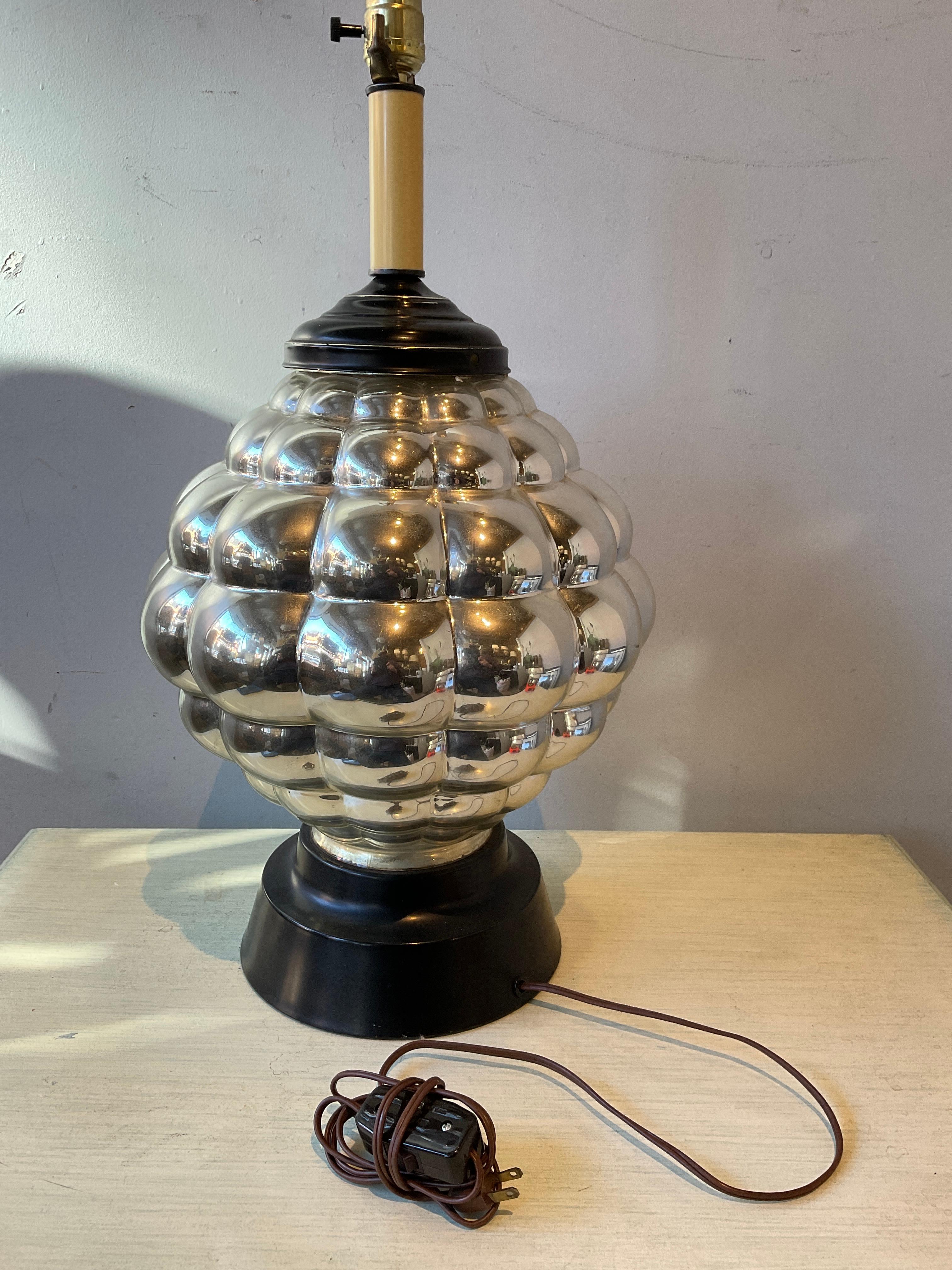 Large Round 1950s Mercury Glass Lamp For Sale 1