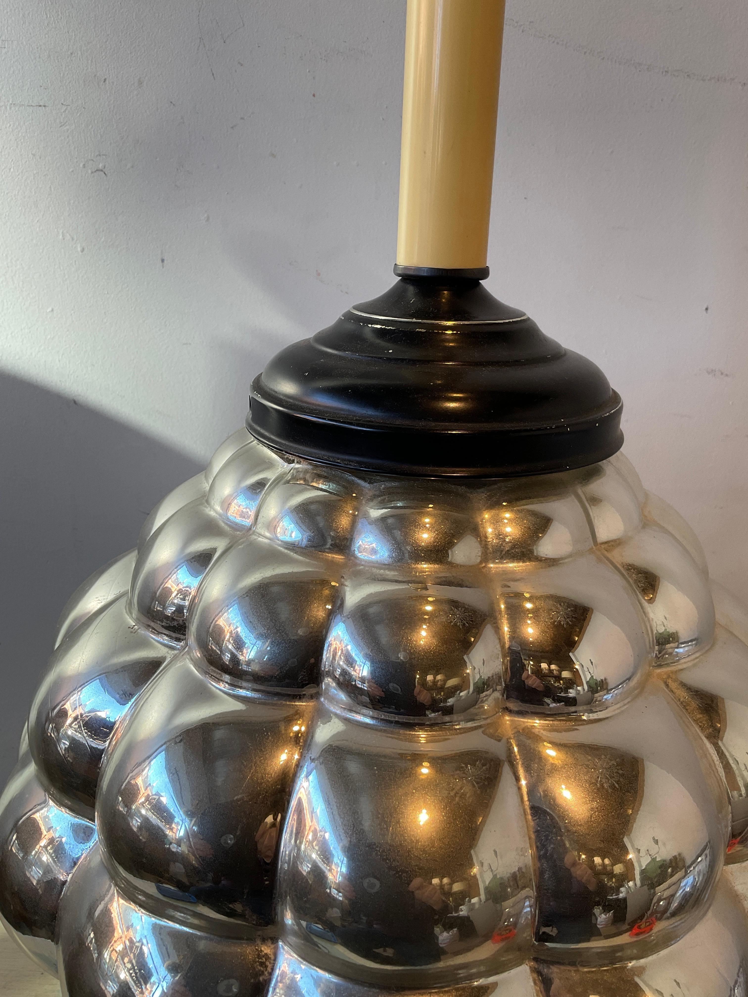 Large Round 1950s Mercury Glass Lamp For Sale 2
