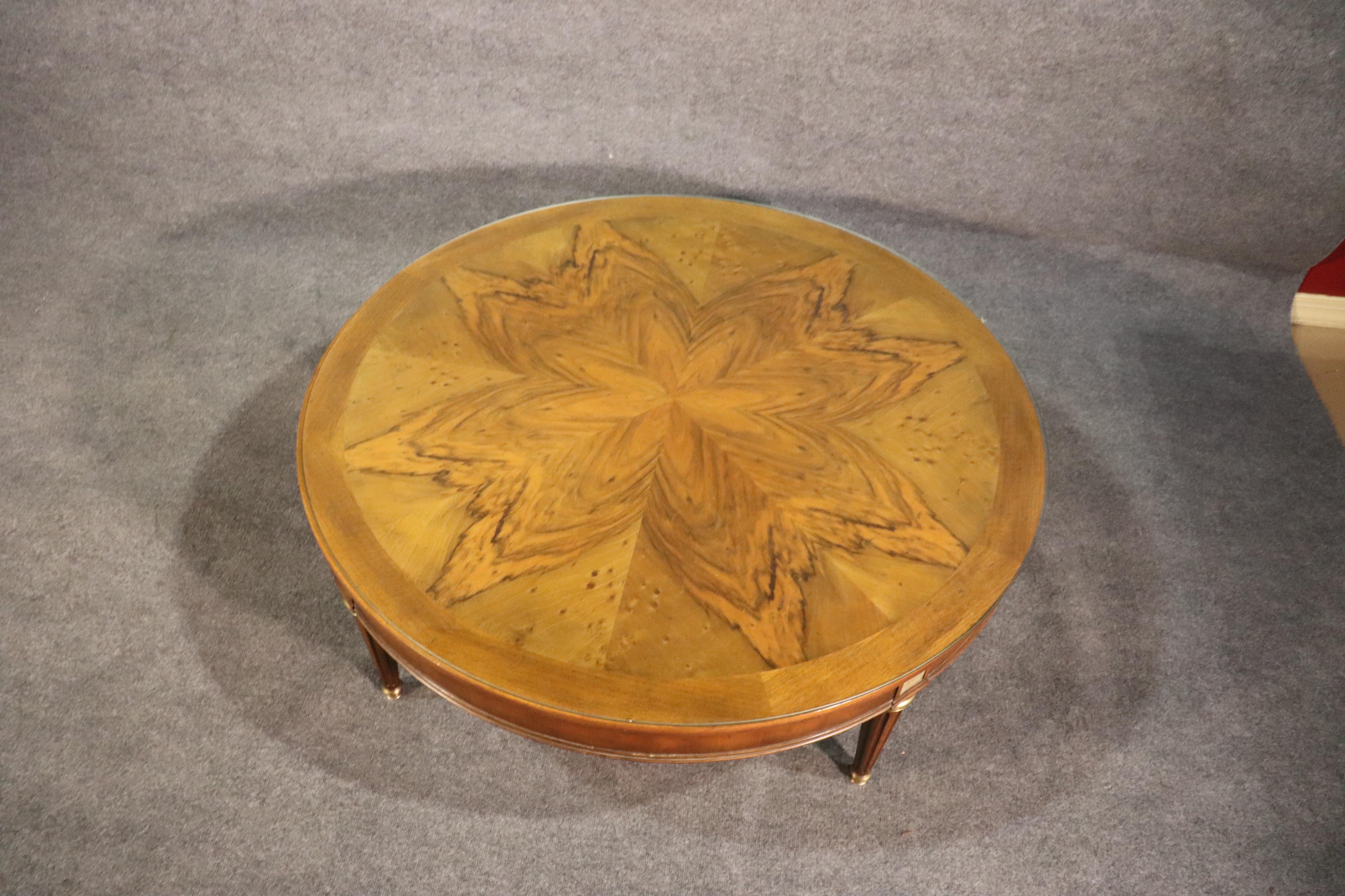 brass and glass round coffee table