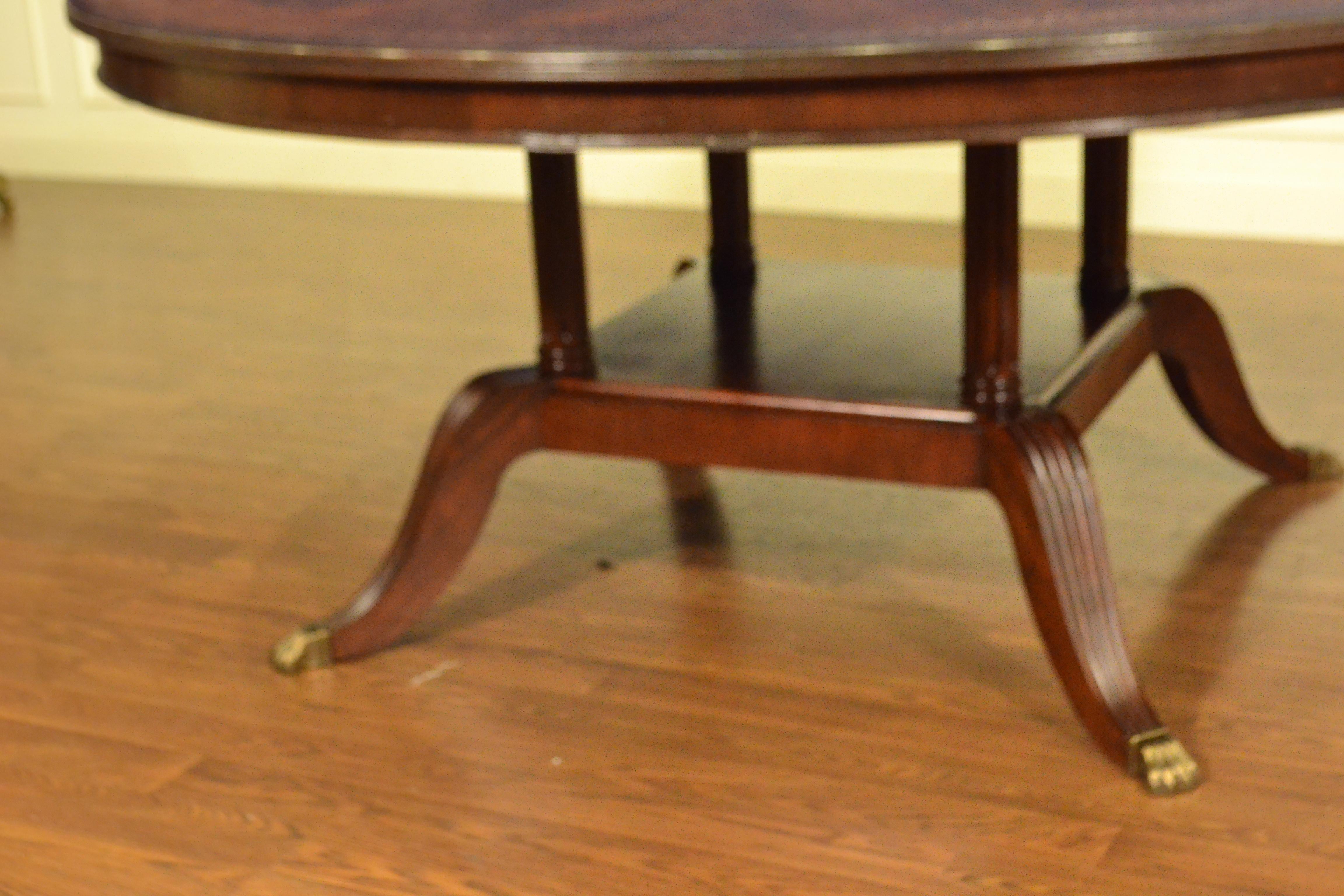 Large Round 84 in. Mahogany Regency Style Dining Table by Leighton Hall 2