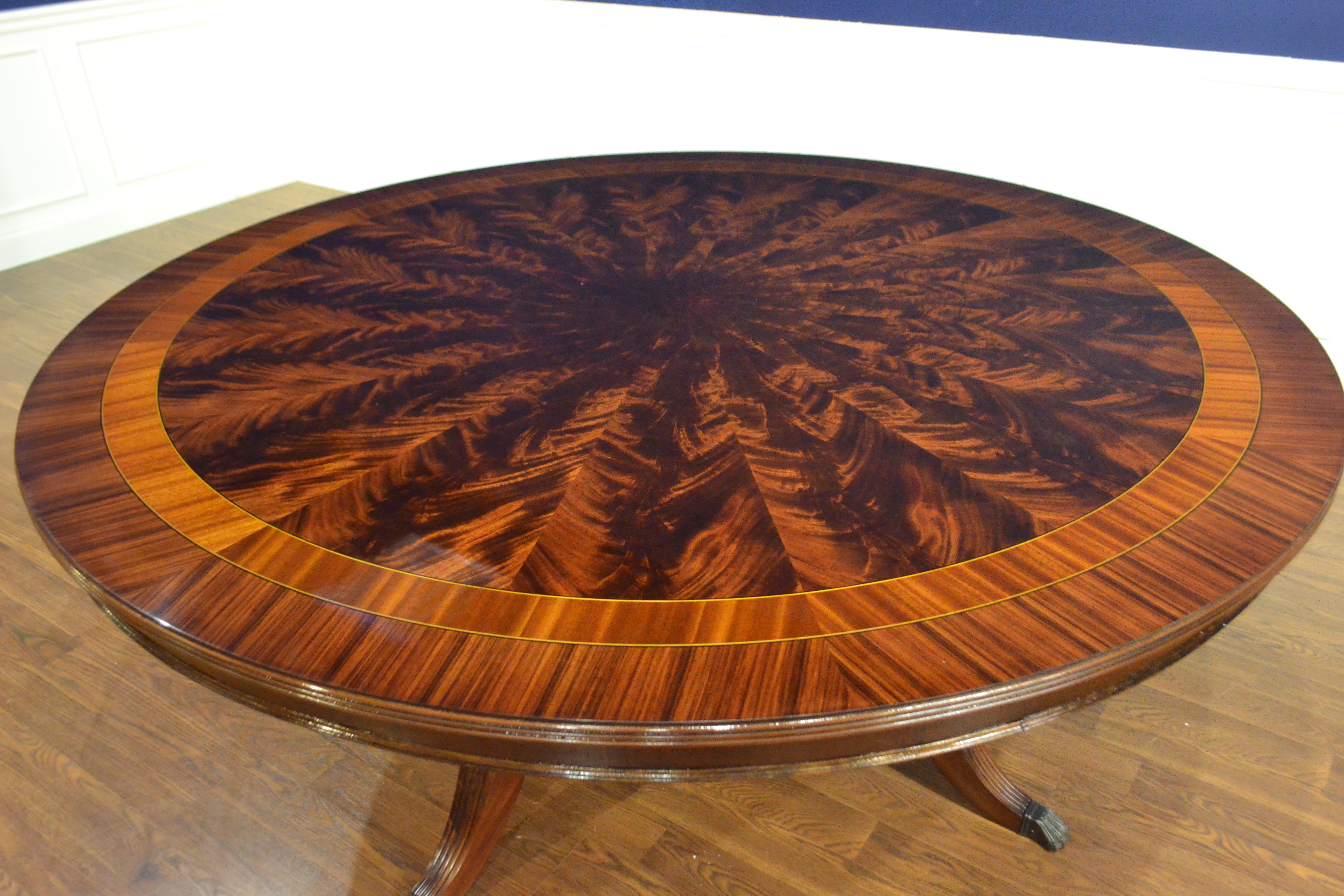 Large Round 84 in. Mahogany Regency Style Dining Table by Leighton Hall In New Condition In Suwanee, GA