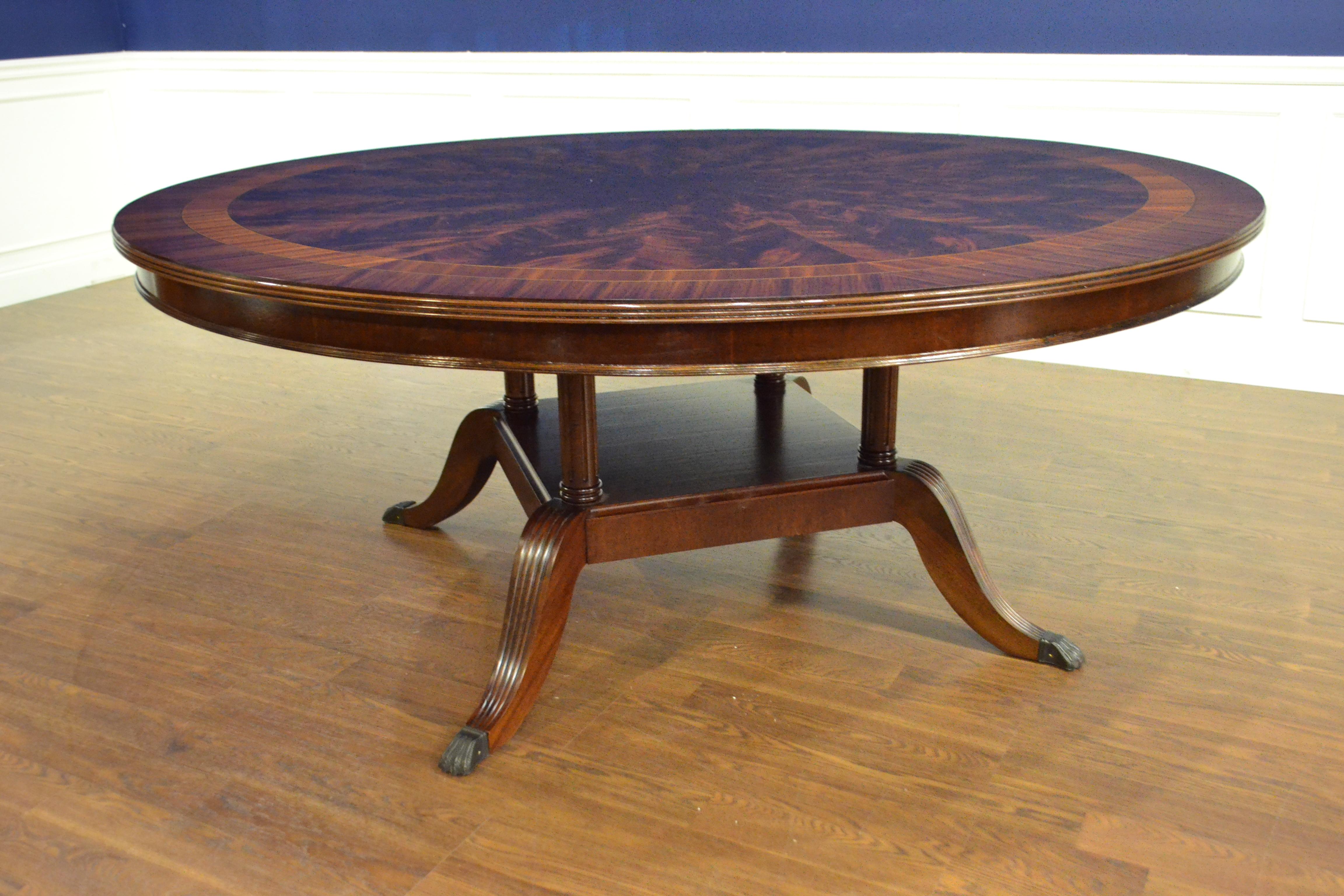 Contemporary Large Round 84 in. Mahogany Regency Style Dining Table by Leighton Hall