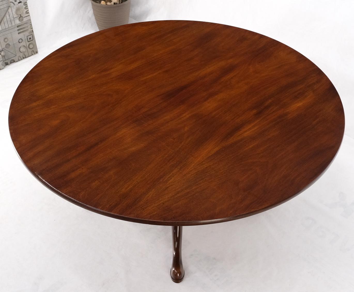 Lacquered Large Round Solid Mahogany Dining Breakfast Table Removable Top