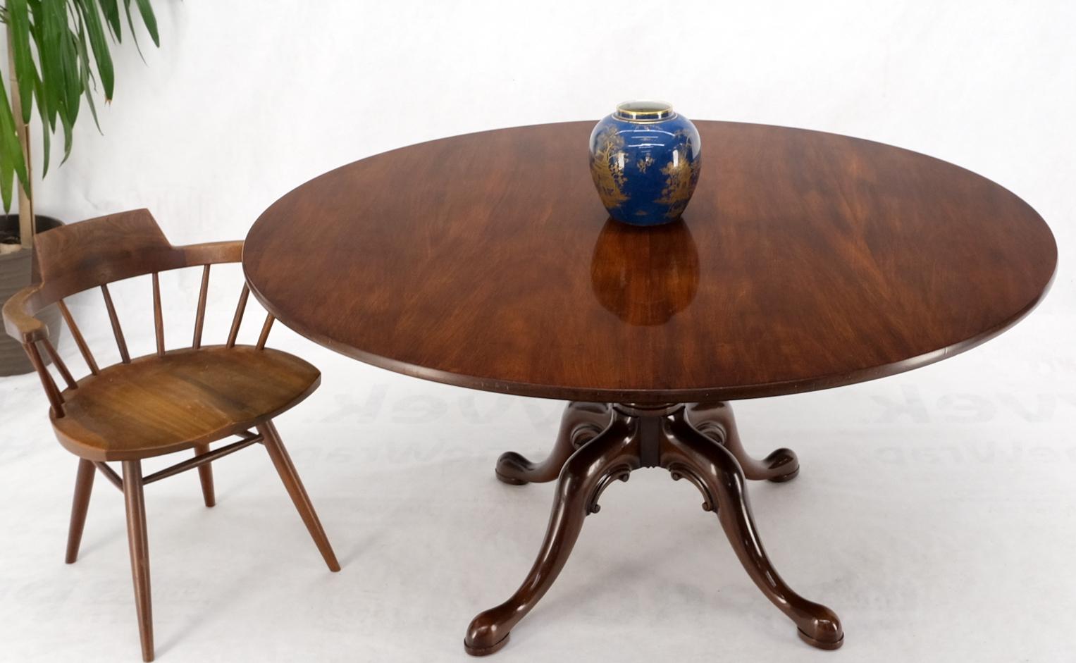 Large Round Solid Mahogany Dining Breakfast Table Removable Top 2