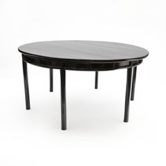 Large Round Antique Black Lacquer Dining Table