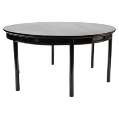 Large Round Antique Black Lacquer Dining Table
