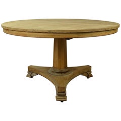 Large Round Antique Pine Dining Table, English Regency