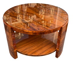 Large Round Art Deco Coffee Table, Walnut, French Design, 1930