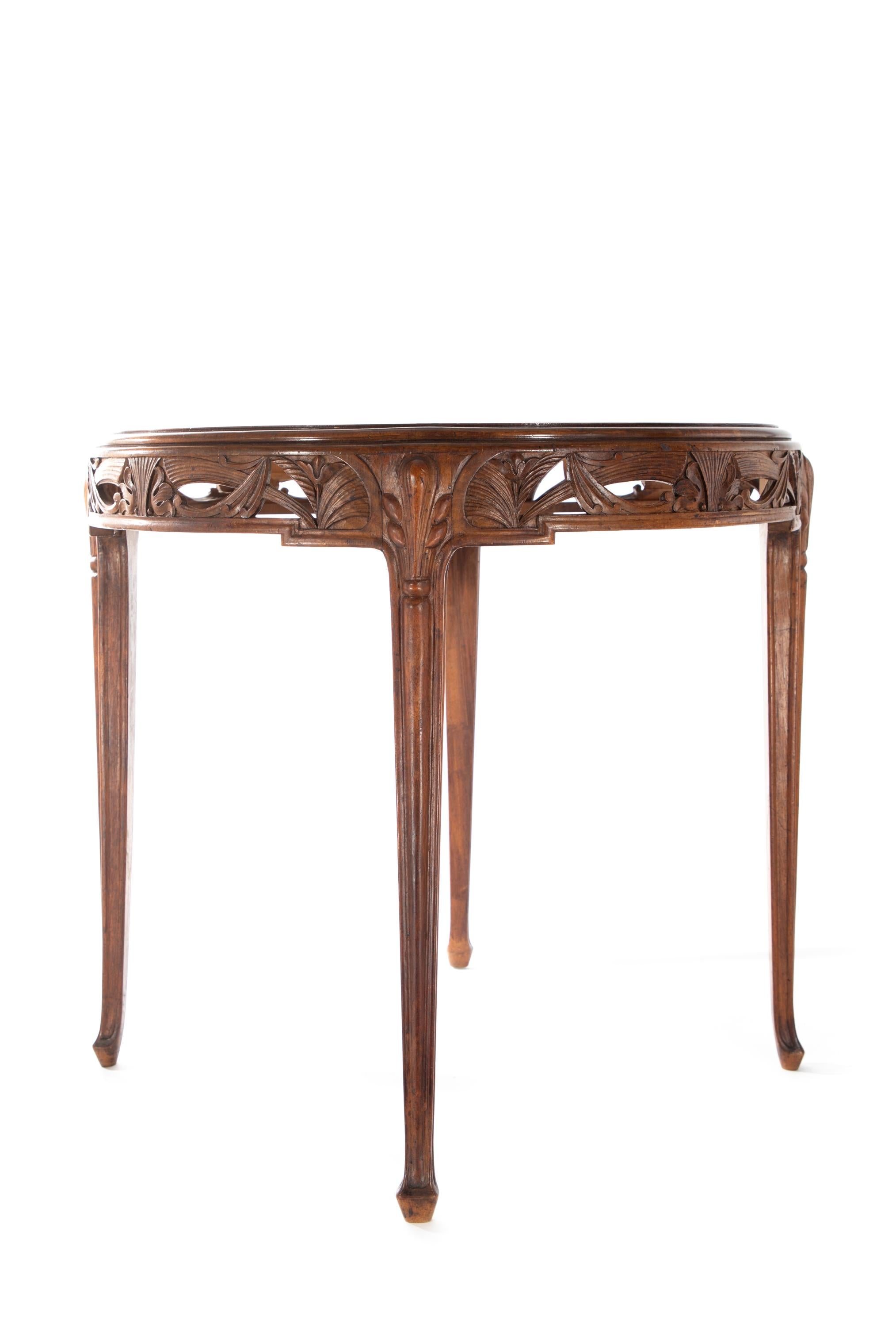 Wood Large Round Art Deco Style Table For Sale