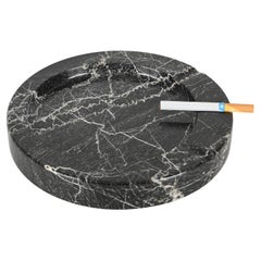 Large Round Ashtray in Black Marble by Angelo Mangiarotti, Italy, 1970s