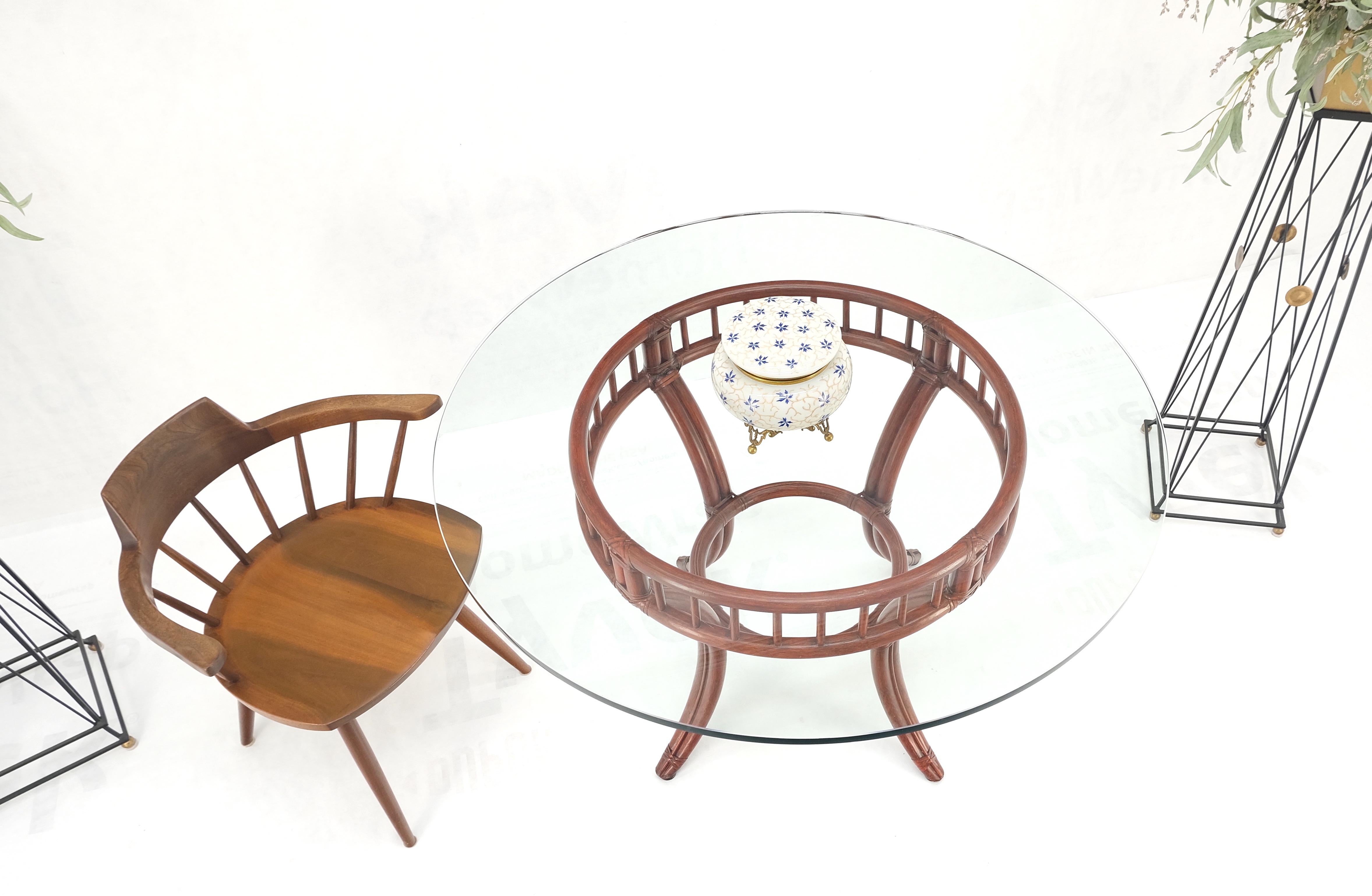 American Large Round Bamboo Glass Top MCM Dining Dinette Table by McGuire MINT! For Sale