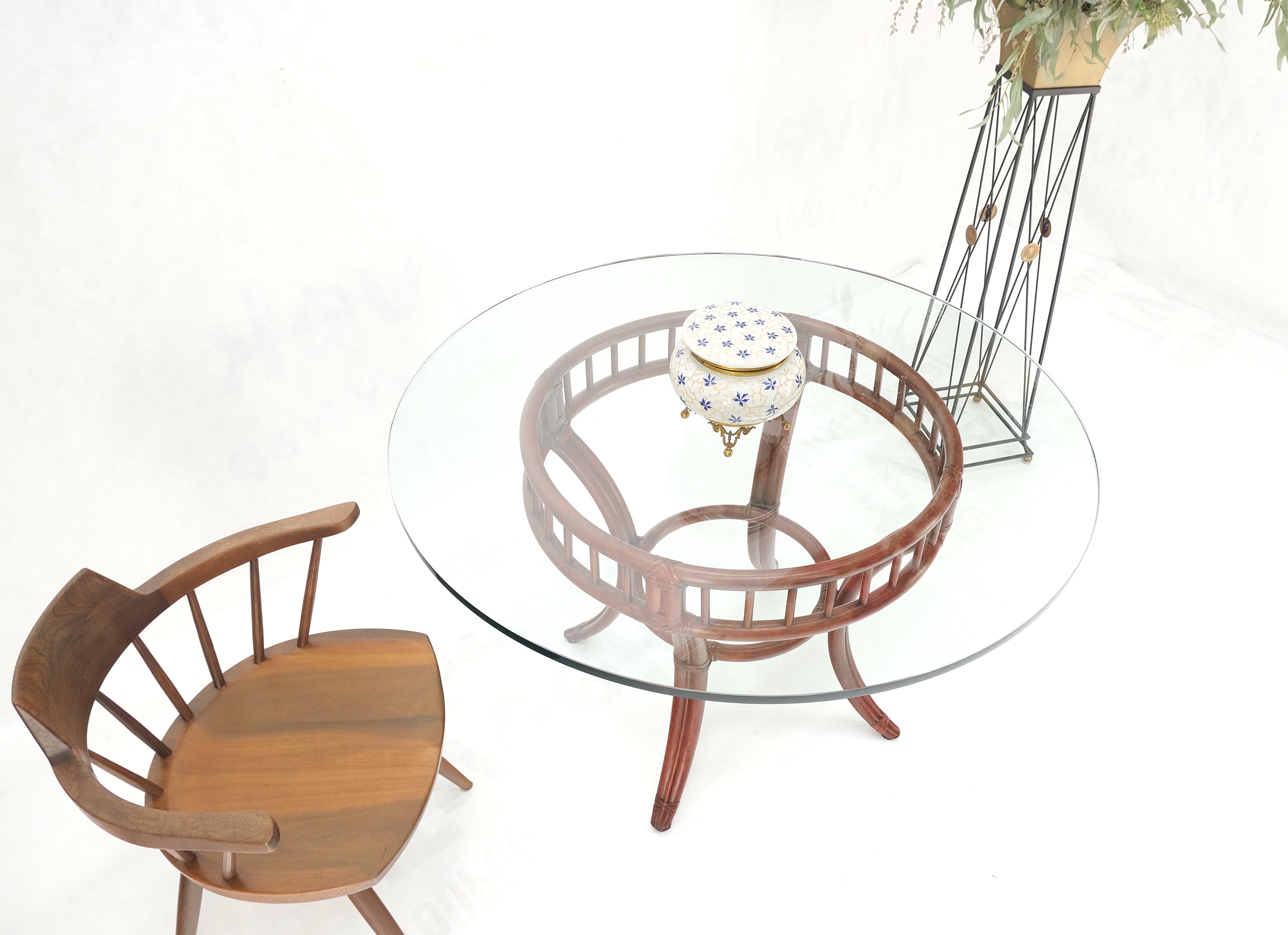 20th Century Large Round Bamboo Glass Top MCM Dining Dinette Table by McGuire MINT! For Sale