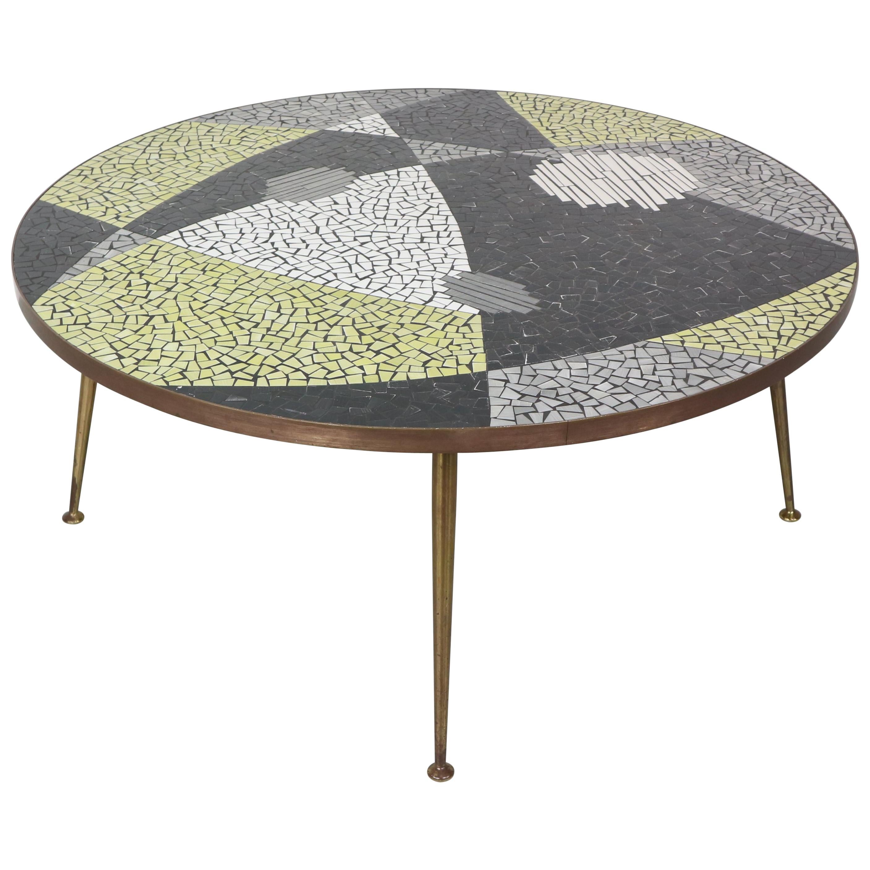 Large Round Berthold Muller Mosaic Coffee Table, Germany, 1960s