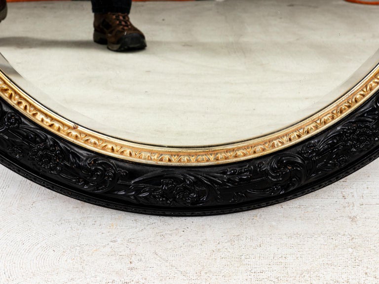 Large Round Black and Gold Mirror For Sale at 1stDibs round black and