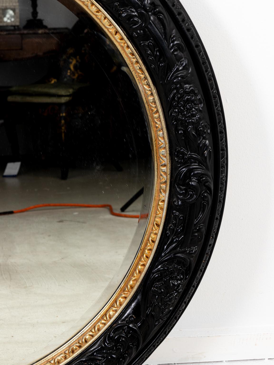 black and gold round mirror large