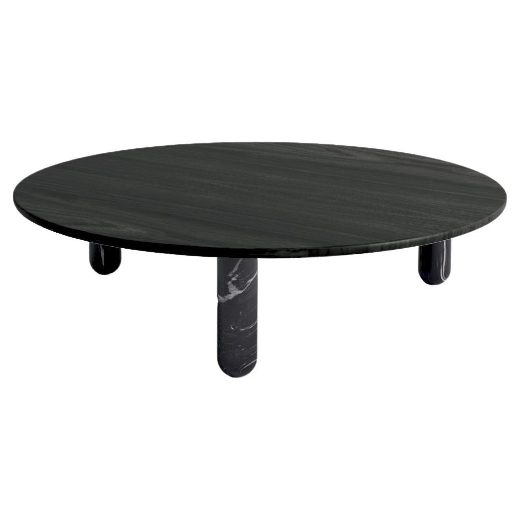 Large Round Black Marble "Sunday" Coffee Table, Jean-Baptiste Souletie For Sale