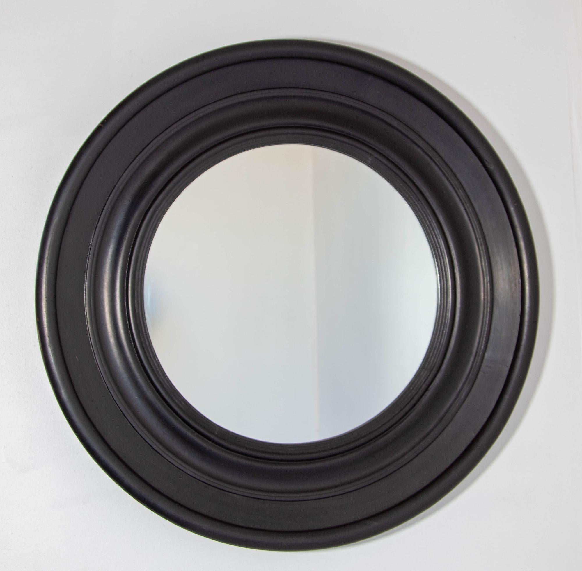 Espejo redondo grande pintado de negro en venta 1