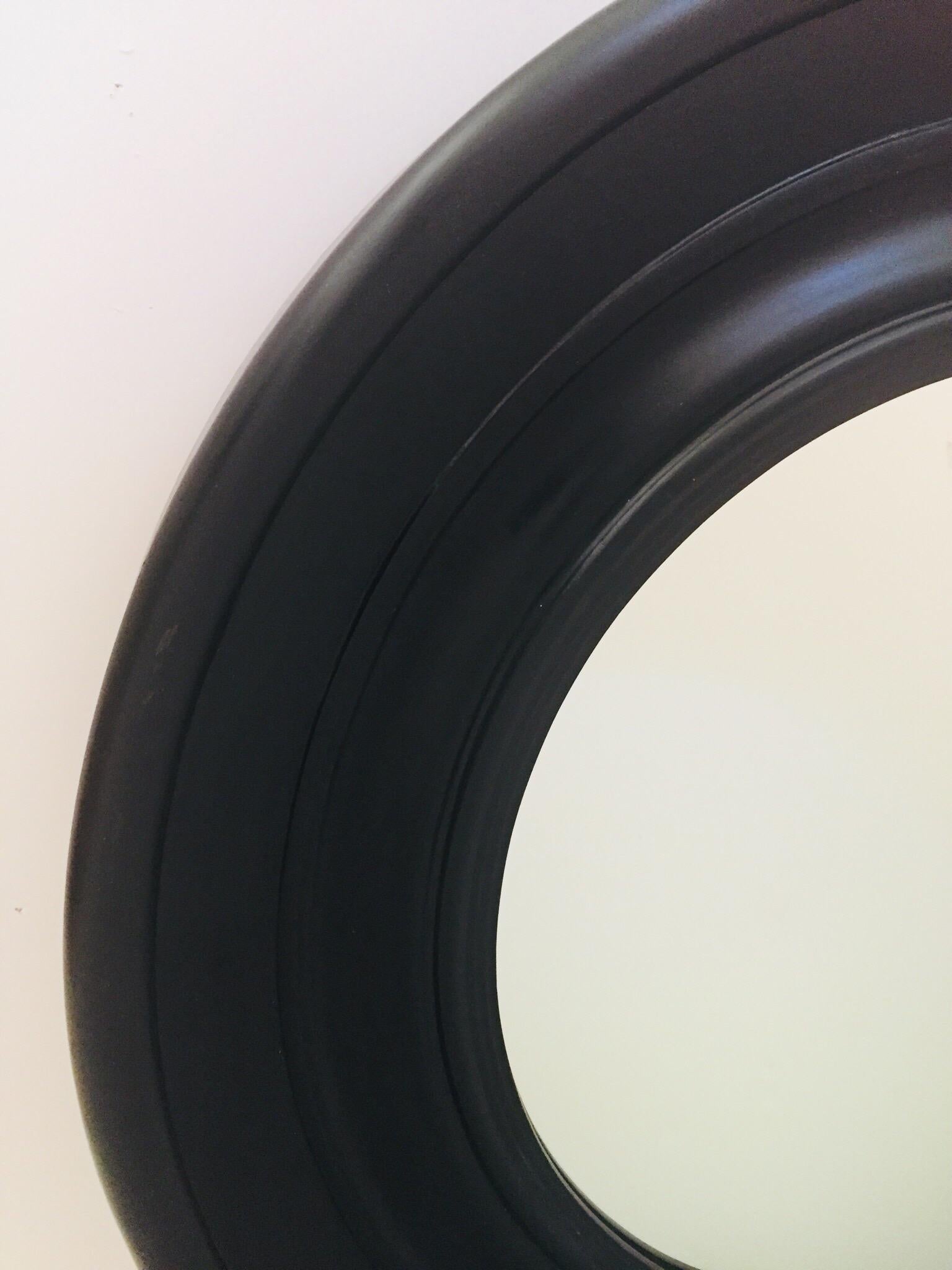 American Large Round Black Painted Mirror For Sale
