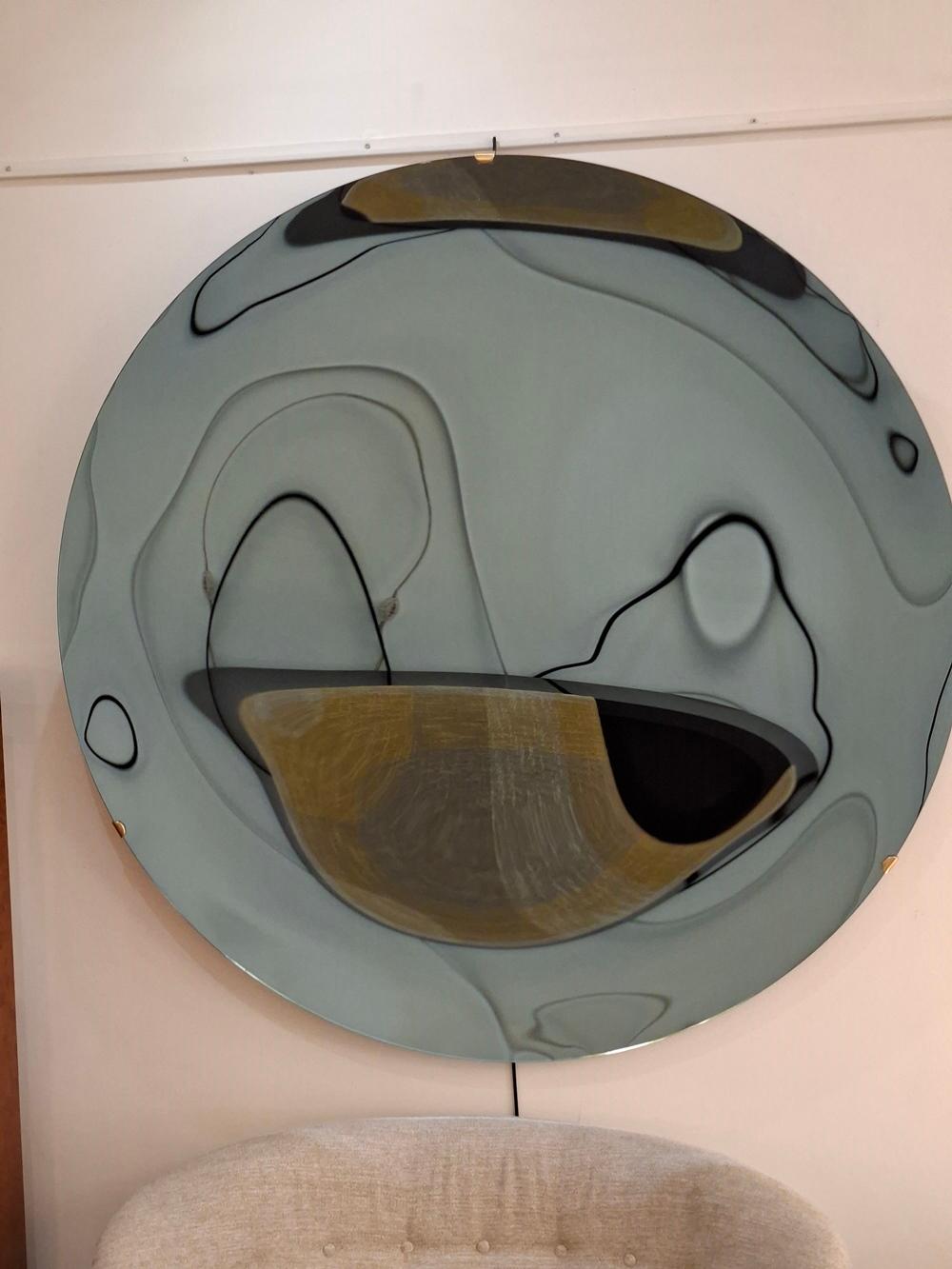 Grande specchio concavo rotondo blu, 118 cm in vendita 2