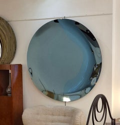 Grande specchio concavo rotondo blu, 118 cm
