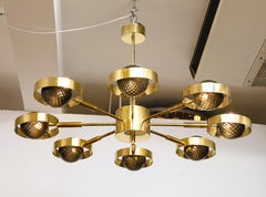 Large Round Brass Chandelier with Bronze Smoked Murano Glass Globes, Italy, 2025