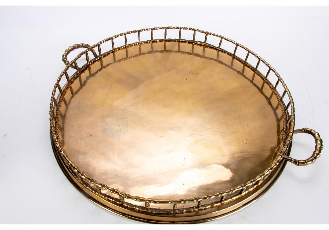 20th Century Large Round Brass Serving Tray in Hollywood Regency Style