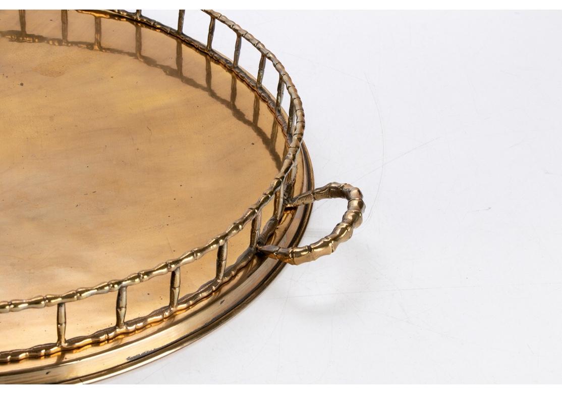 Large Round Brass Serving Tray in Hollywood Regency Style 1