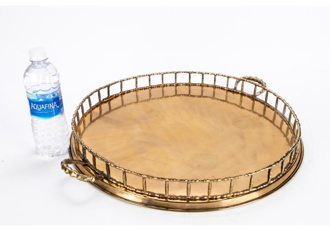 Large Round Brass Serving Tray in Hollywood Regency Style 3
