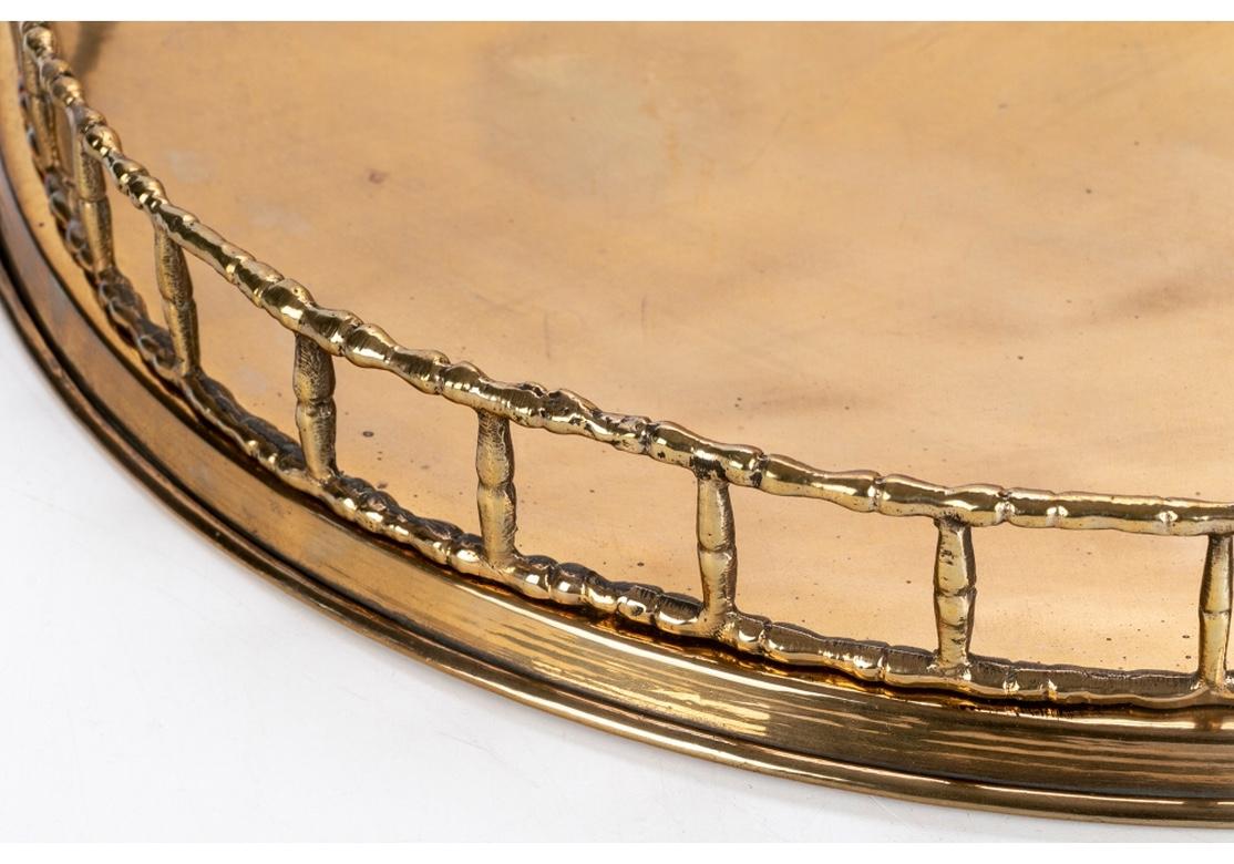 Large Round Brass Serving Tray in Hollywood Regency Style 4